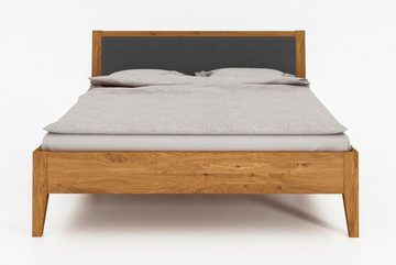 byoak Bett ODYS 120 x 220 aus Massivholz, mit Polsterkopfteil, Naturgeölt