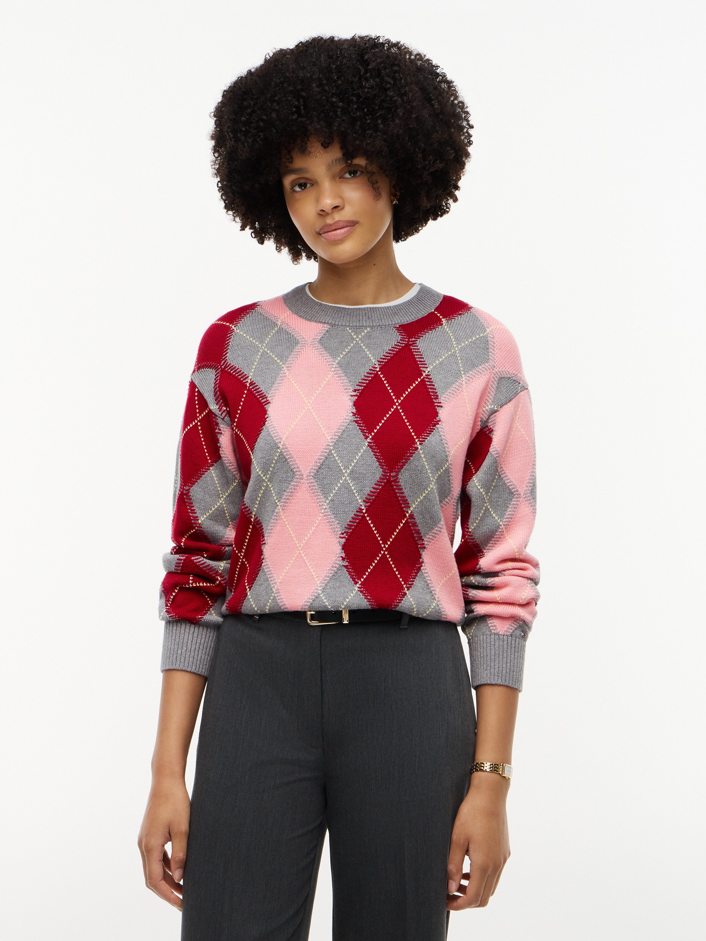 Tommy Hilfiger Strickpullover ARGYLE PREP C-NK SWT Baumwolle, Argyle Strickmuster