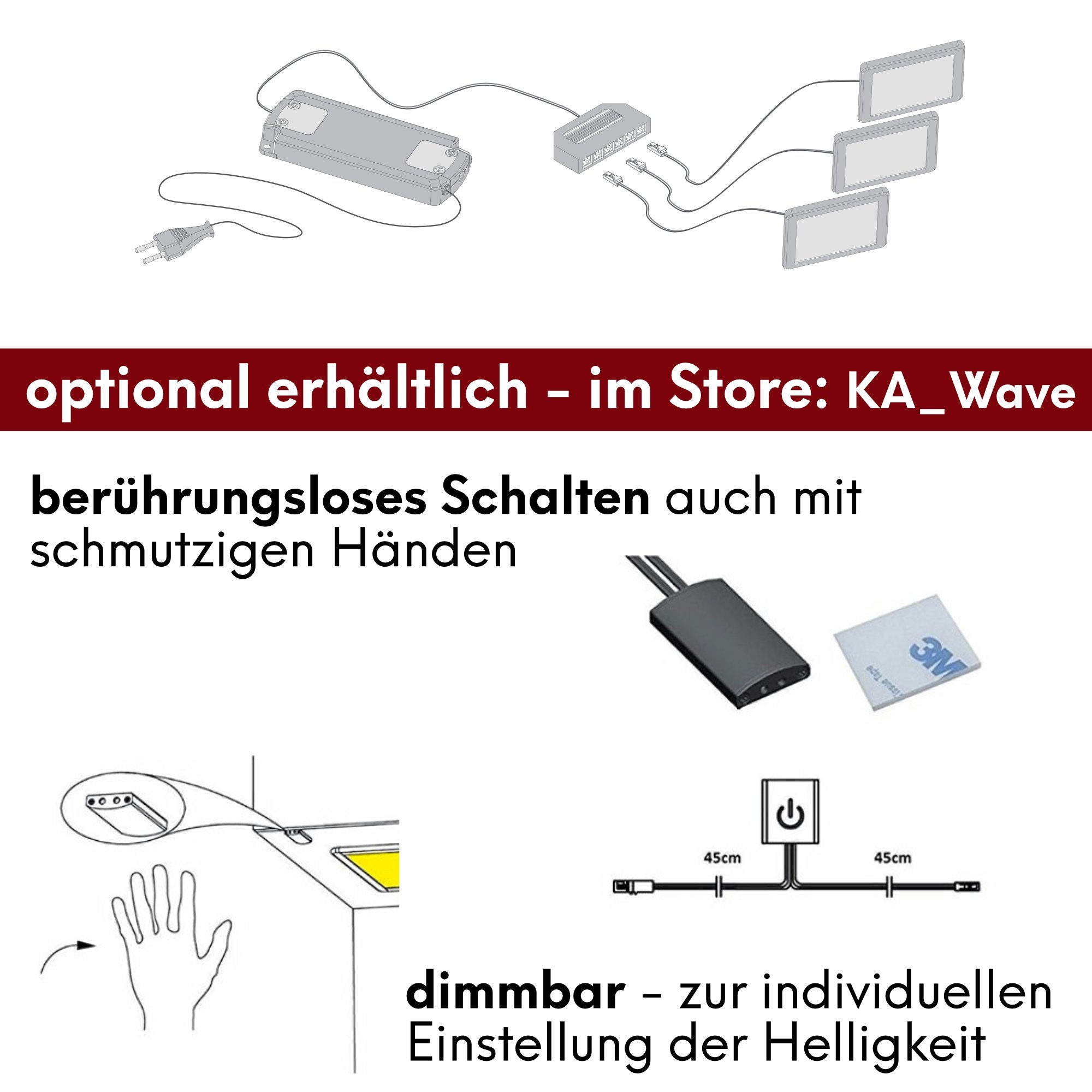 kalb LED Unterbauleuchte warmweiß Unterbauleuchte 1er Küchenleuchte Panel Küchenleuchten SET, LED Küche