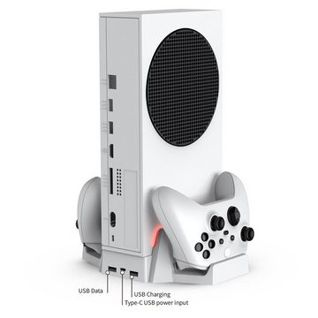HYTIREBY Ladestation mit Lüfter für Xbox Serie S Zubehör Zubehor für Xbox Contoller (Ladegerät Standfuß & 3 verstellbare Kühler)
