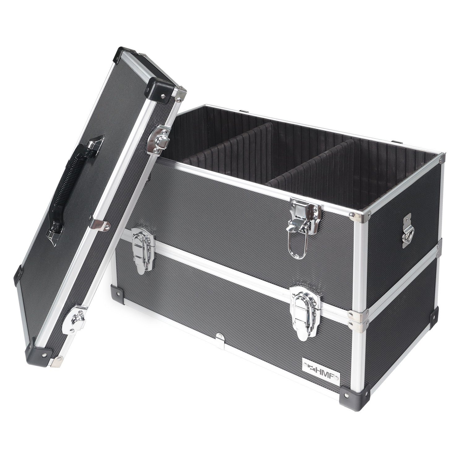 HMF Werkzeugkoffer geräumiger Utensilien Koffer mit Trennwänden, Transportkoffer für Werkzeug, Angel Sachen und Kosmetik, 44x32,5x24 cm