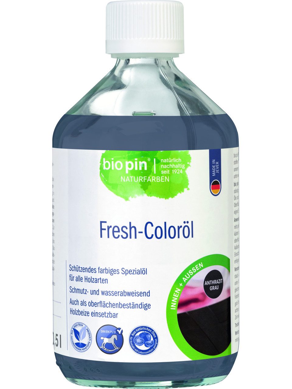 Bio Pin Hartholzöl Biopin Holz-Coloröl 500 ml anthrazitgrau