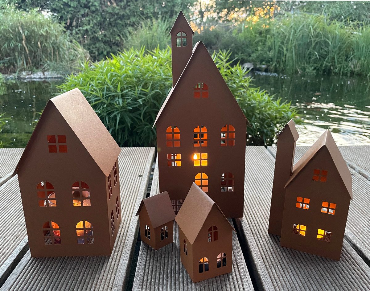 LB H&F Lilienburg Dekofigur 5er SET Haus Häuser Deko Metall Lichthaus Weihn günstig online kaufen