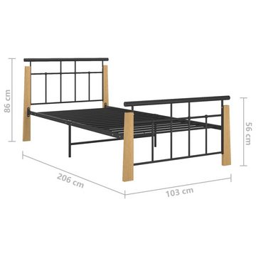 vidaXL Bett Bettgestell Metall und Massivholz Eiche 90x200 cm