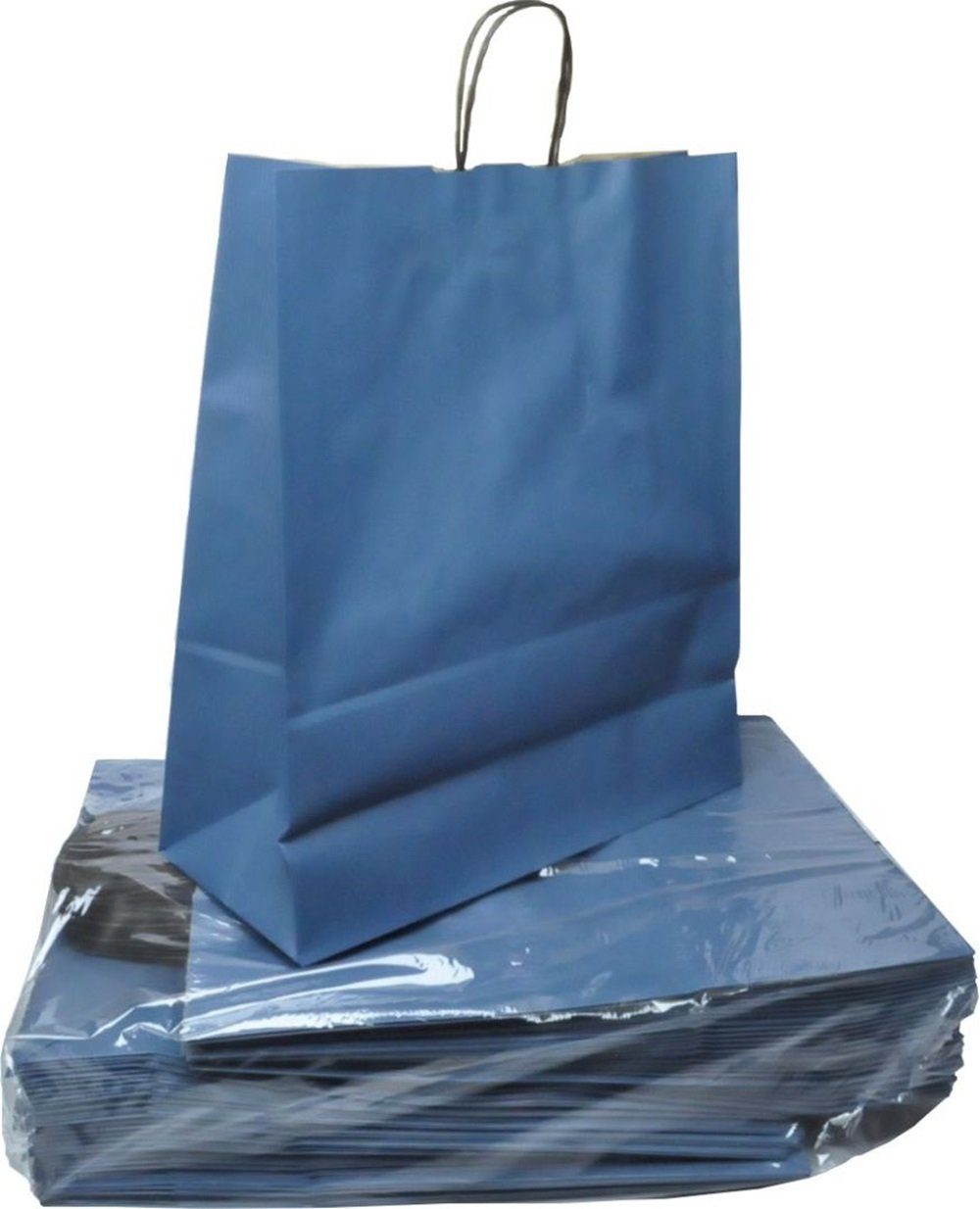 VP Einkaufsbeutel 50 Papiertaschen VP toptwist® 32x14x42cm - blau | Einkaufsshopper