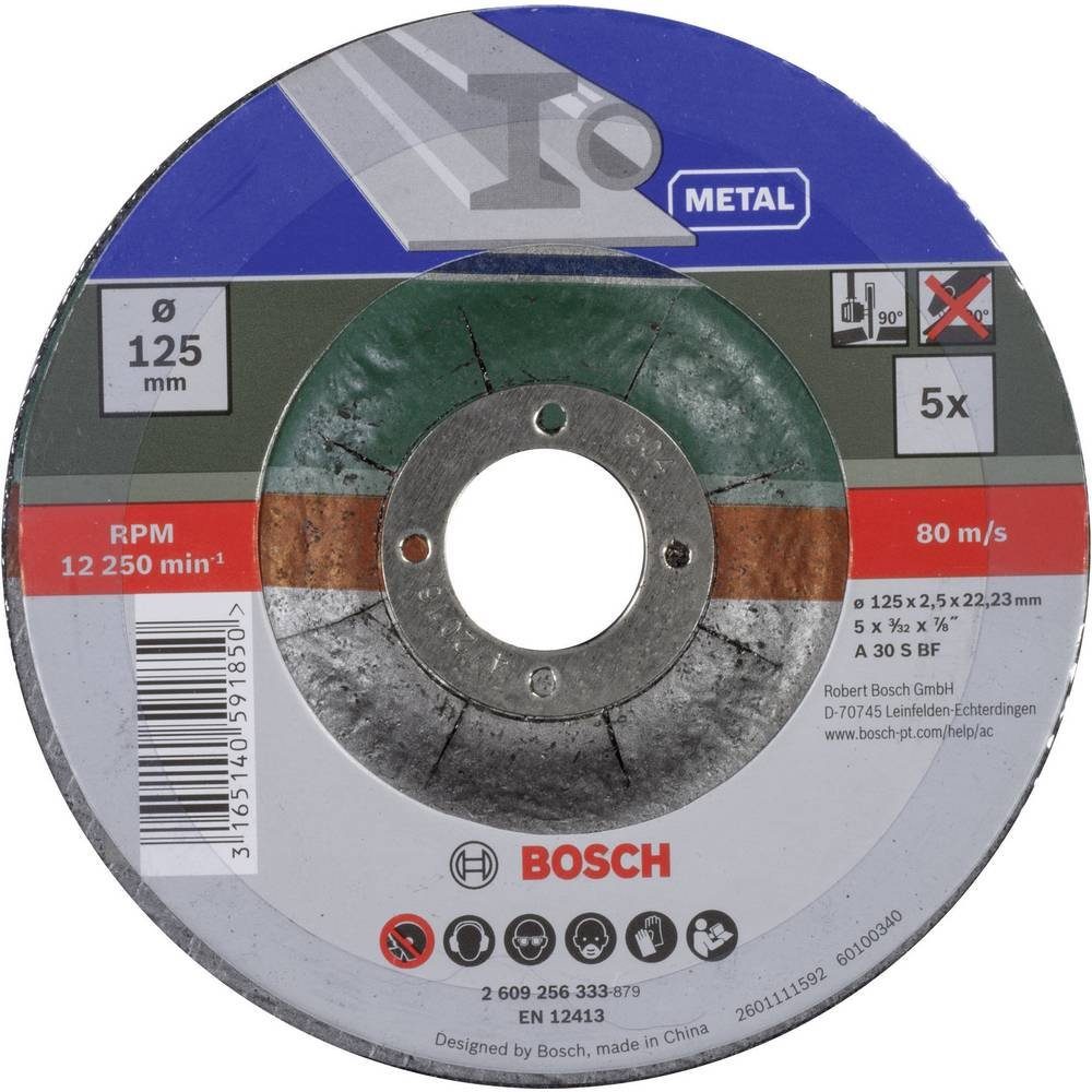 BOSCH Trennscheibe 5tlg. Trennscheiben-Set gekröpft für Metall D 125 mm 2609256333