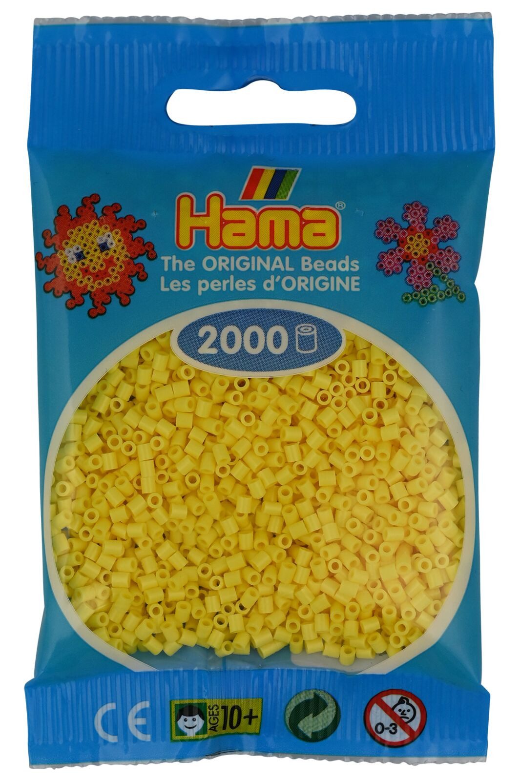 Hama Perlen Bügelperlen Hama Beutel mit 2000 Mini-Bügelperlen hellgelb