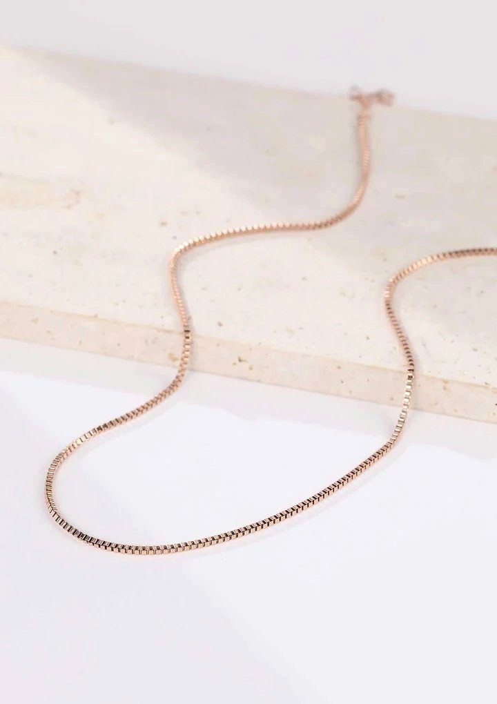 Hey Happiness Edelstahlkette Box Kastenkette, Edelstahl Gliederkette, Basic Damen Halskette ohne Anhänger, zum Kombinieren