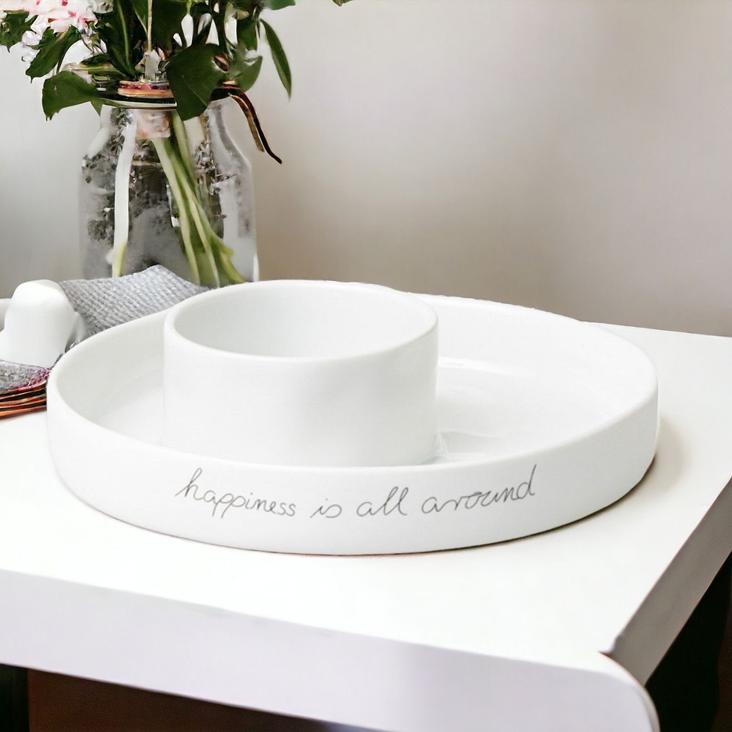 Räder Design Windlicht Räder Schale Mittelpunkt happines is all around