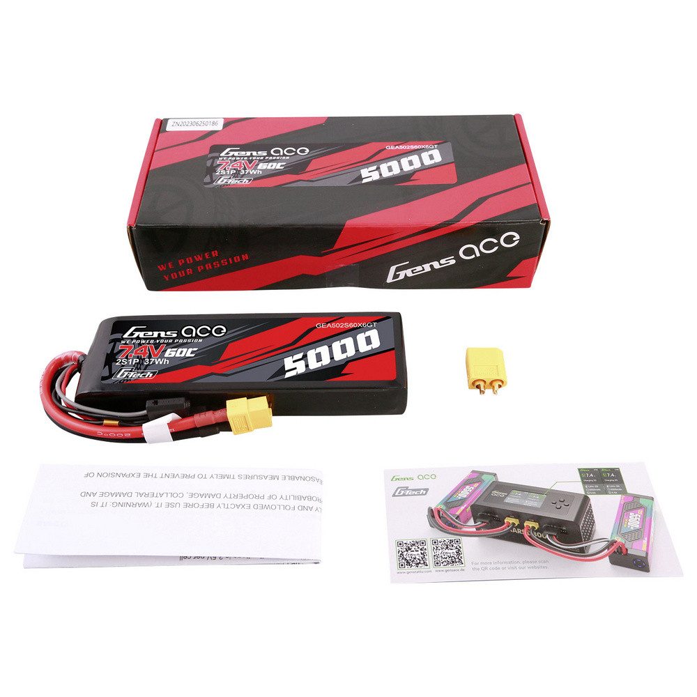 Gens ace Gens ace Modellbau-Akkupack (LiPo) 7.4 V 5000 mAh Block XT60 Akku 5000 mAh