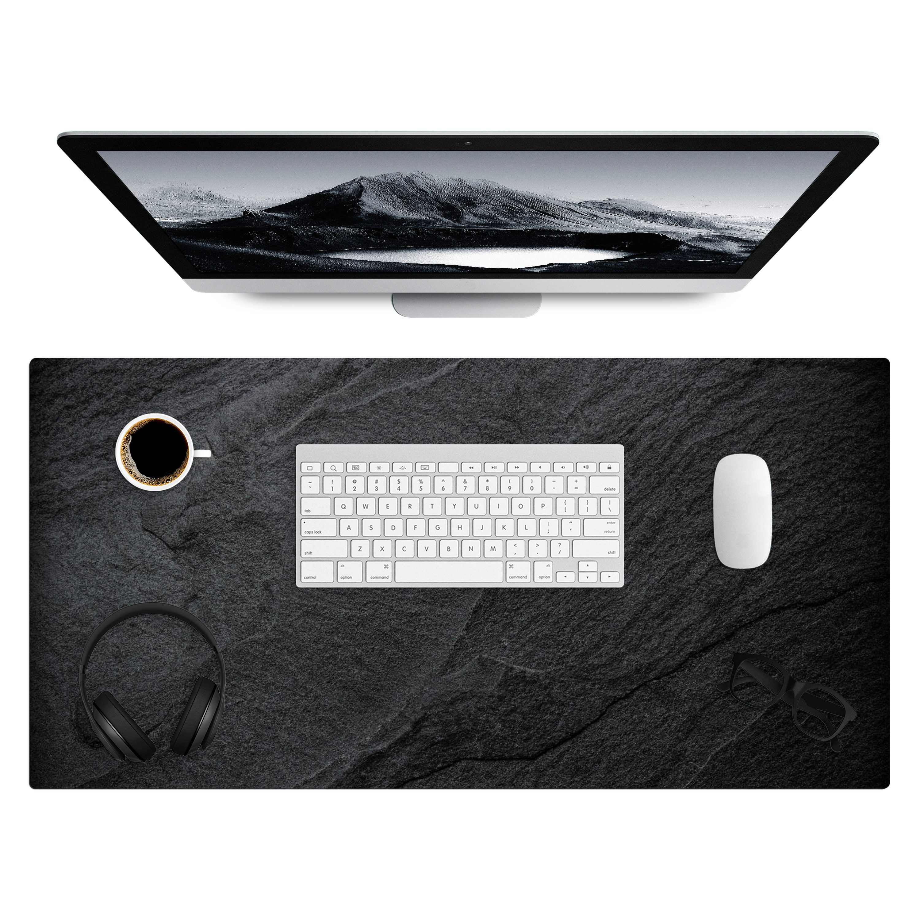 MuchoWow Gaming Mauspad Beton - Schwarz - Industriell (1-St), Gaming Mauspad XXL, Schreibtischunterlage, Desk Mat Groß, 80x40 cm