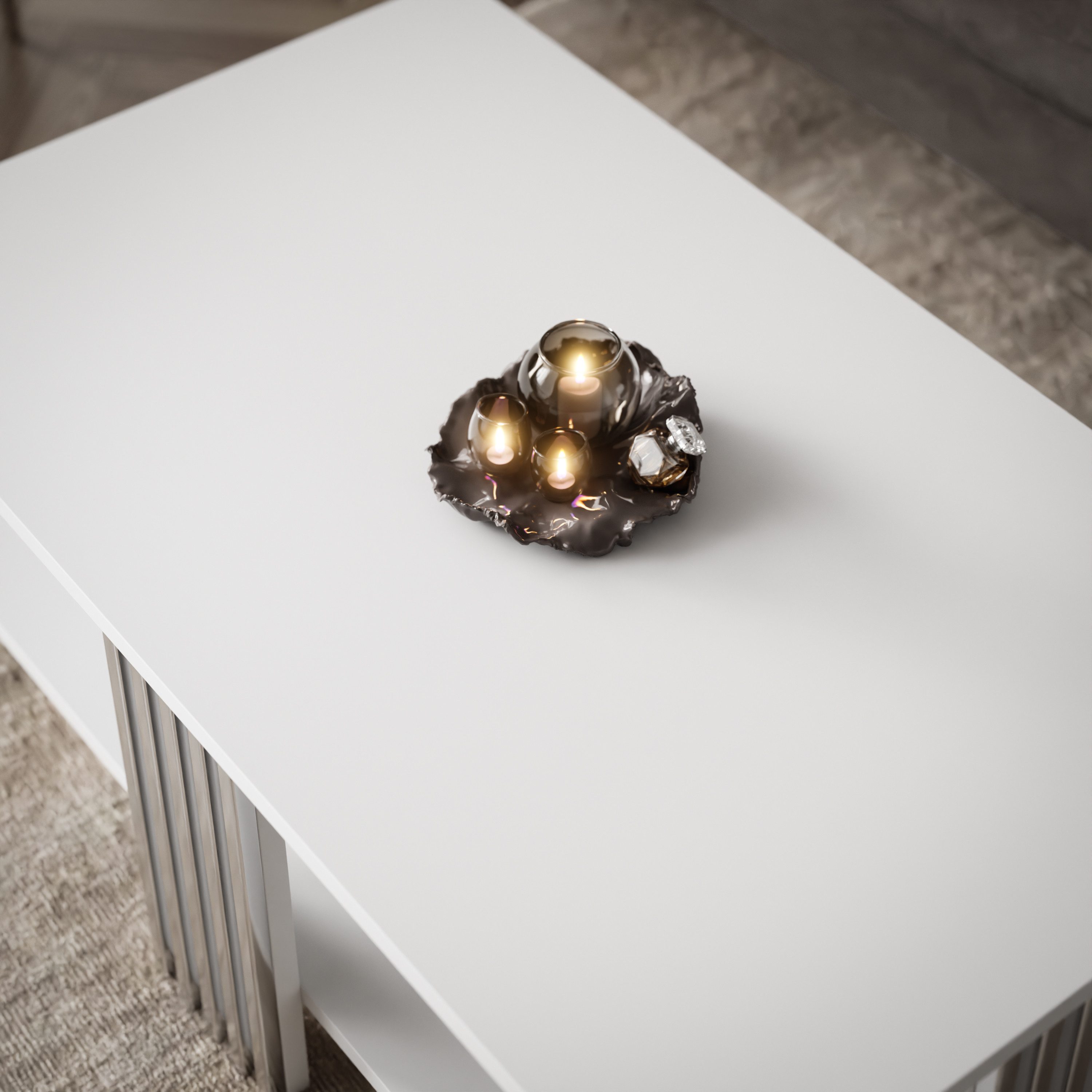 Lookway Couchtisch SAPHIRA SILVER mit Ablage