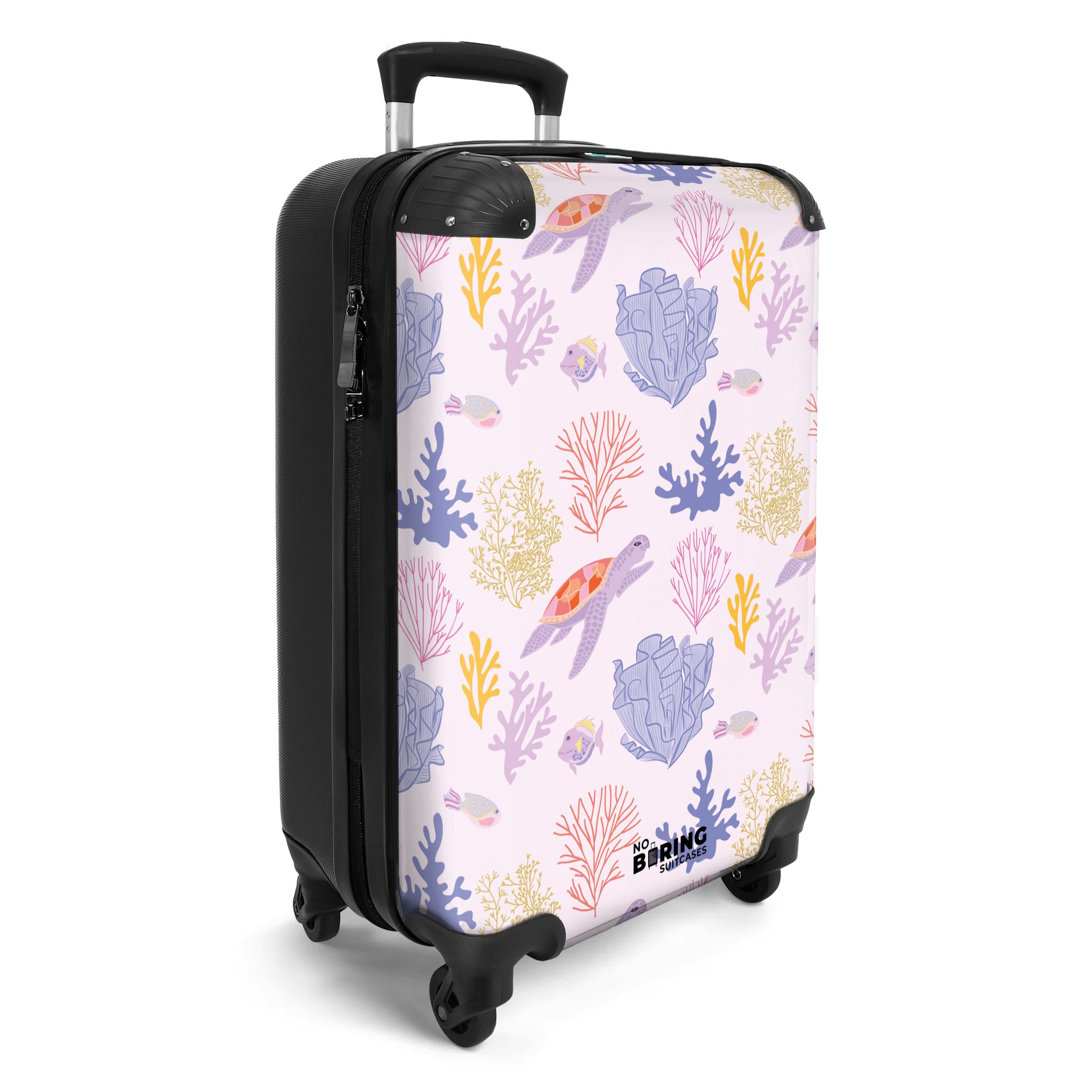 NoBoringSuitcases.com© Hartschalen-Trolley Rosa mit Meerestieraufdruck 55x3 günstig online kaufen