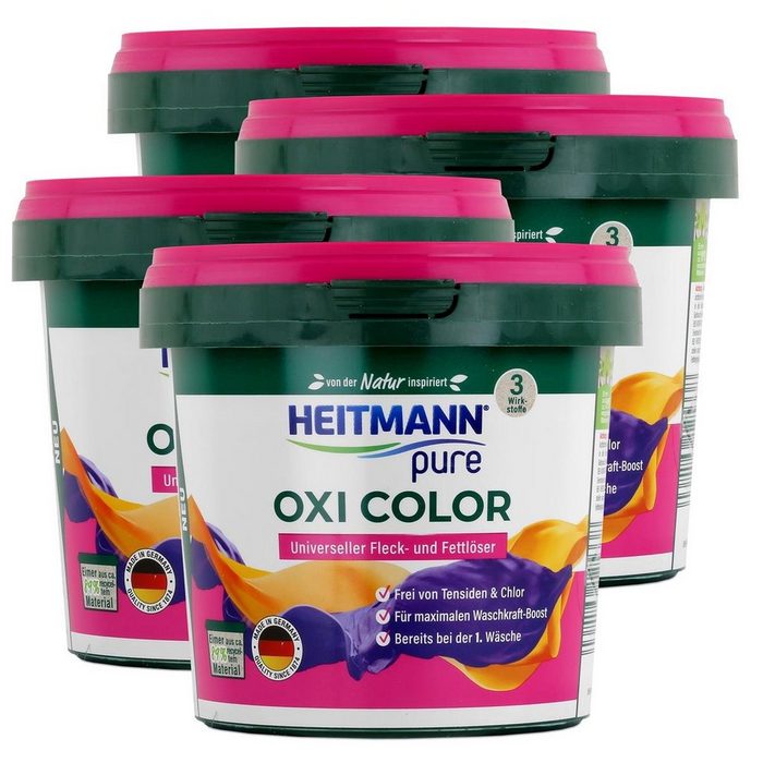 HEITMANN Heitmann pure Oxi Color 500g - Universeller Fleck- und Fettlöser (4er Colorwaschmittel