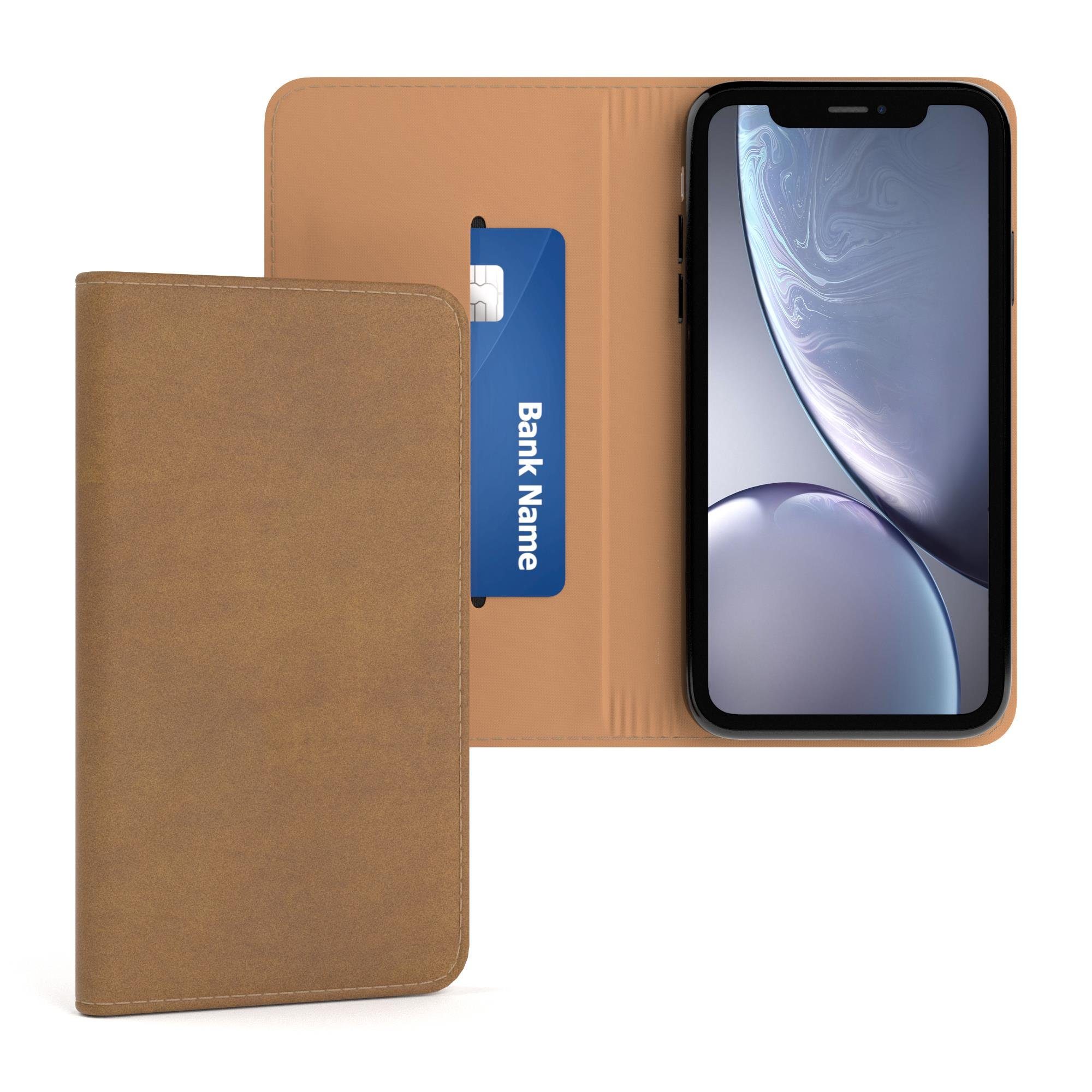 EAZY CASE Handyhülle Bookstyle Vintage für Apple iPhone XR 6,1 Zoll, Handy Klapphülle Klapptasche Etui Standhülle Handy Hülle Hellbraun