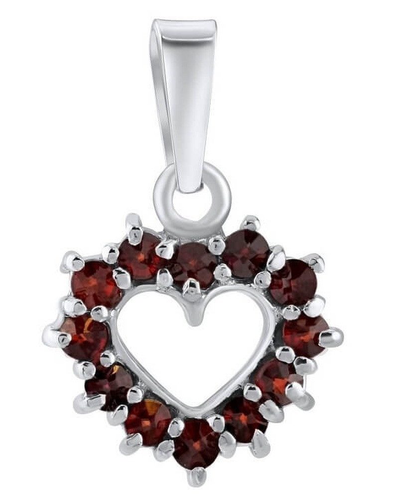 Silvego Herzanhänger Silver heart pendant with real Czech garnets SILVEGOB180041