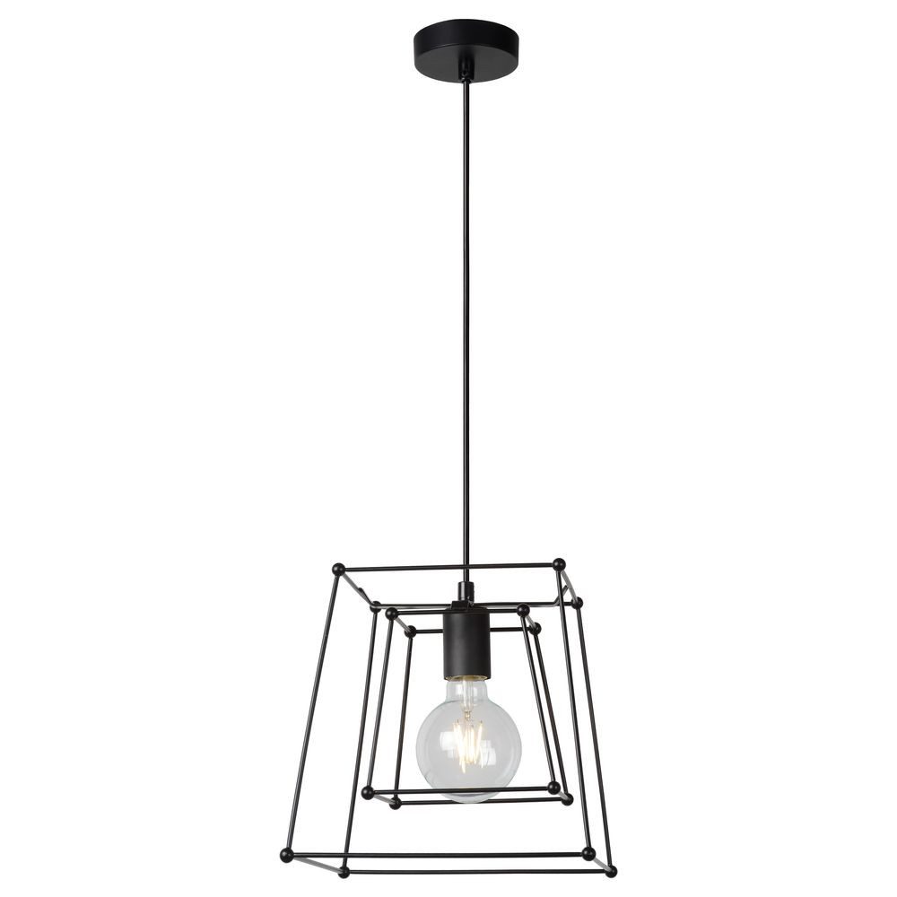 Lucide Pendelleuchte Vintage Pendelleuchte Edgar in schwarz, 1-flammig