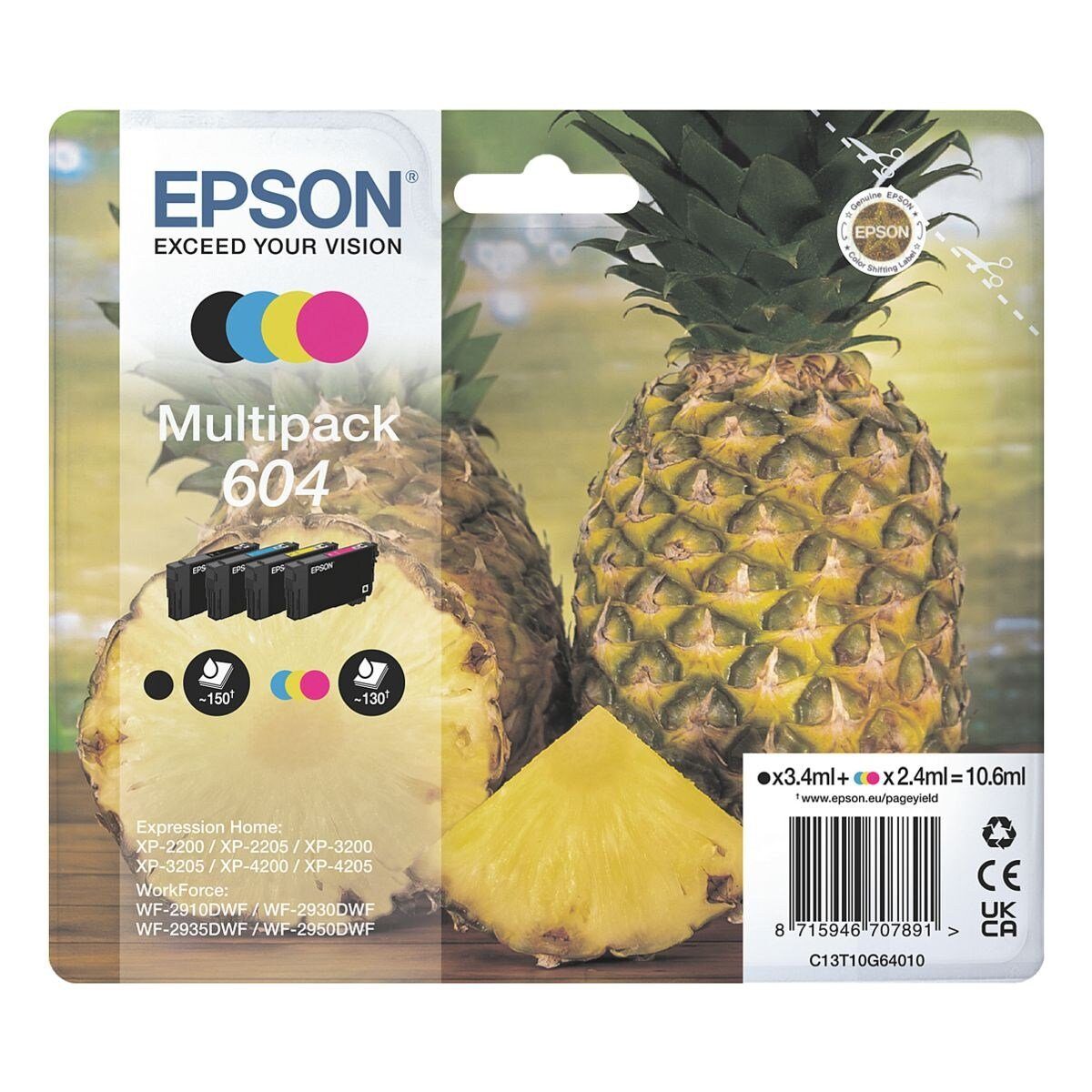 Epson 604 Tintenpatrone (Set, 4-tlg., Original Druckerpatronen, schwarz, cyan, magenta, gelb)