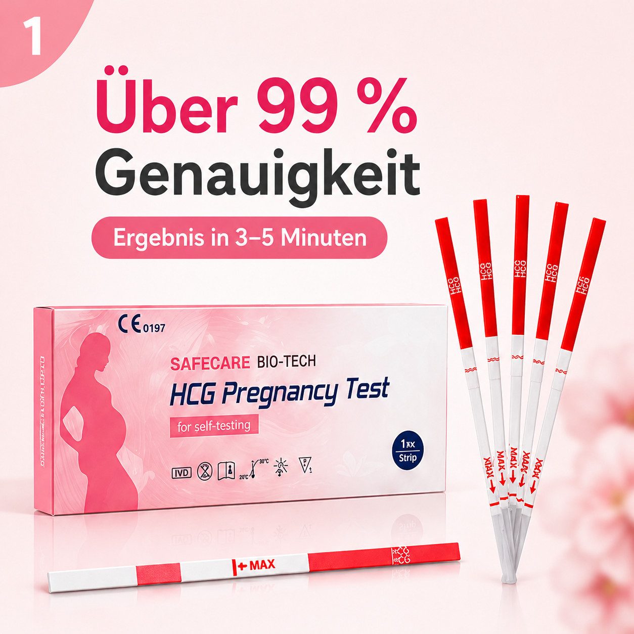 Safecare Bio-Tech Schwangerschaftstest Früh Schwangerschaftests SST - 99% Ergebnisse in 3-5 Minuten, Teststreifen, 10-tlg., Schnelles Ergebnis, einfache Handhabung, hohe Genauigkeit