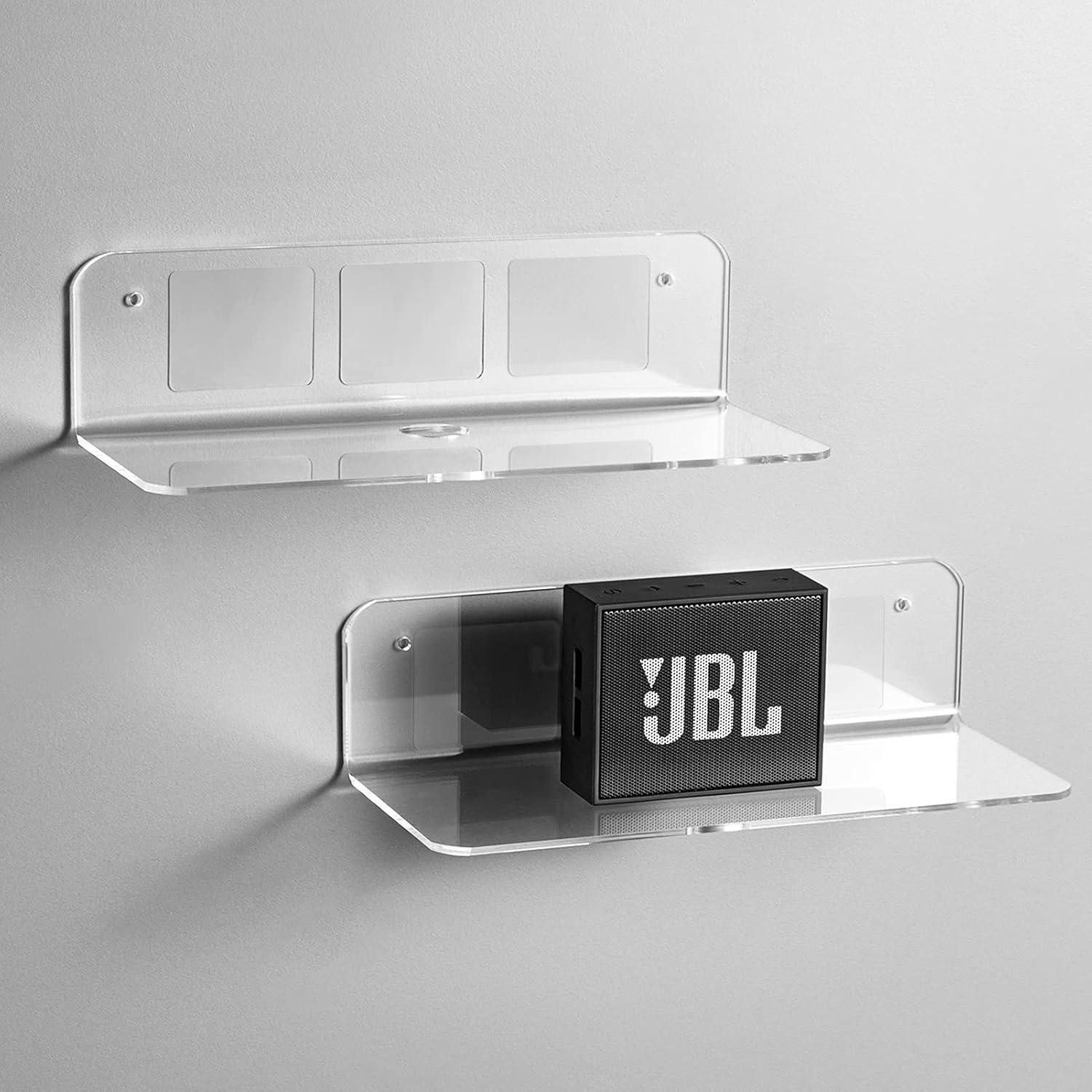 LuxusKollektion Wandregal Wandregal schwebendes 2er Set Acryl 4 Kabelclips Klar