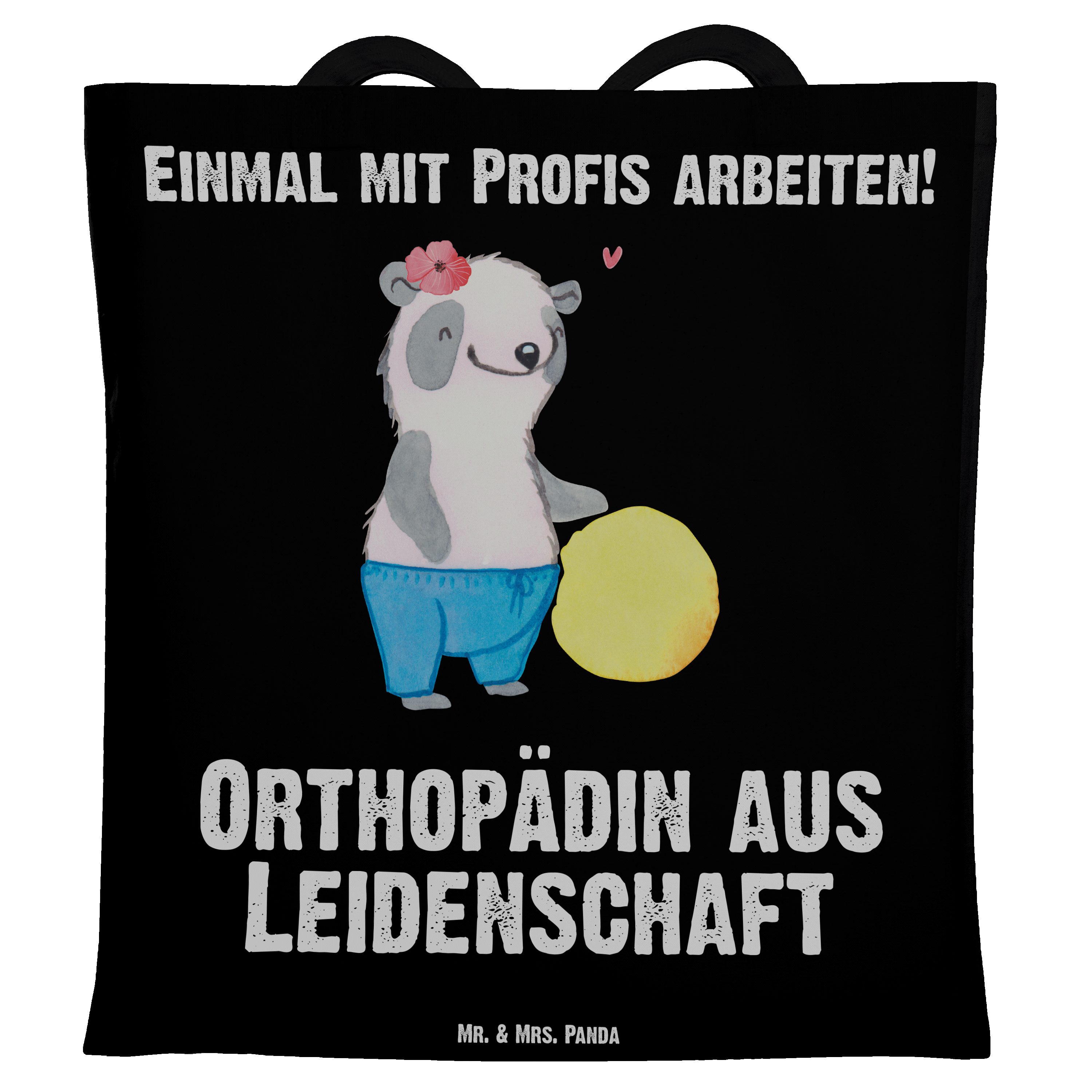 Schwarz Orthopädin - Einkaufstas aus & Mr. Geschenk, Mrs. Praxis, Panda Tragetasche Leidenschaft (1-tlg) -