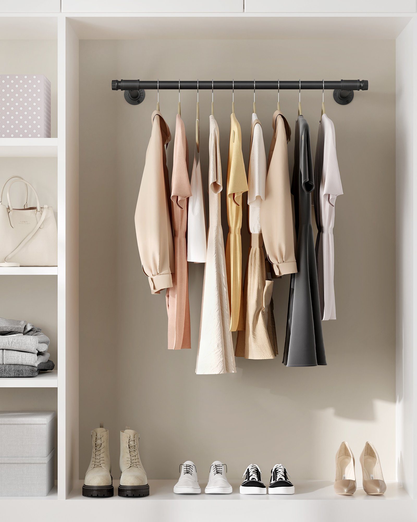 SONGMICS Kleiderstange Kleiderstange für die Wand, Kleiderständer Wandmontage, Industrie (2 St), 2er Set, 30 x 84 x 7 cm, 60 kg Belastbarkeit, einfache Montage – Bild 2 von 5