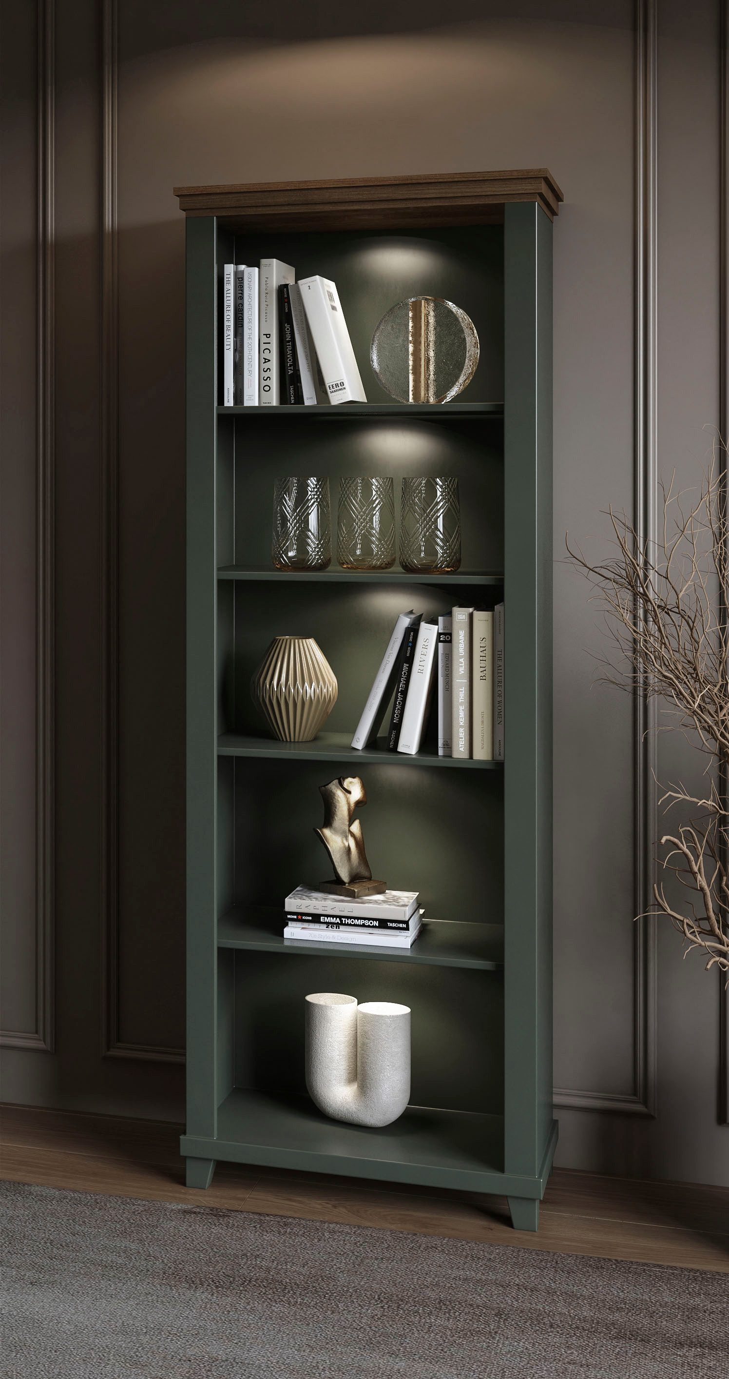 Helvetia Aktenregal Evora, Breite 71cm, Bücherregal, Bücherschrank mit 5 Fächern, Standregal