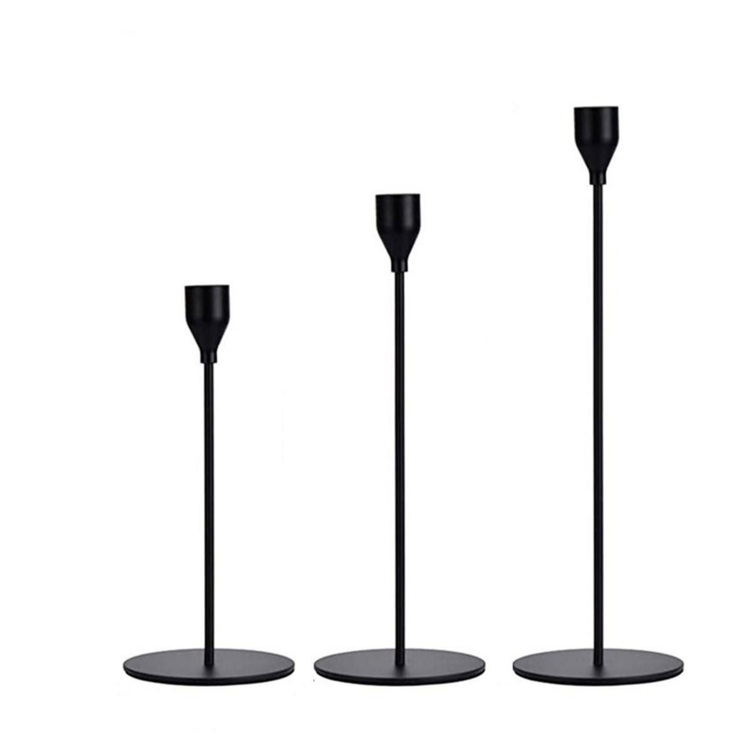 LuxusKollektion Kerzenständer Kerzenhalter Set Schwarz 3 Stück (3 St)