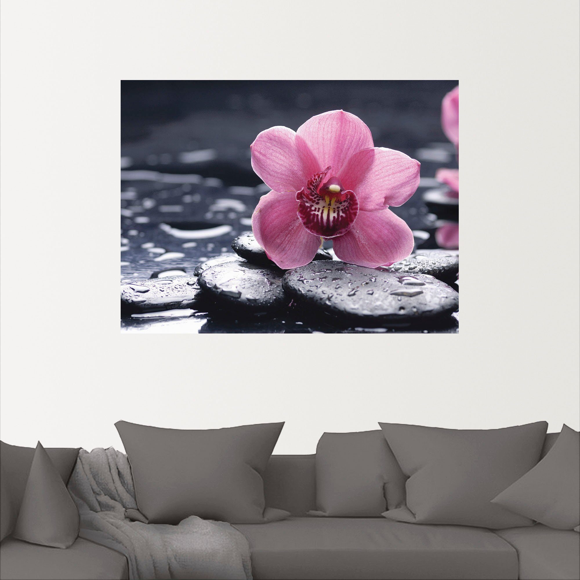 Orchidee, als und Wandbild (1 Poster Blumen oder Größen Wandaufkleber Kiesel Leinwandbild, einer in versch. St), Alubild, mit Artland Stillleben