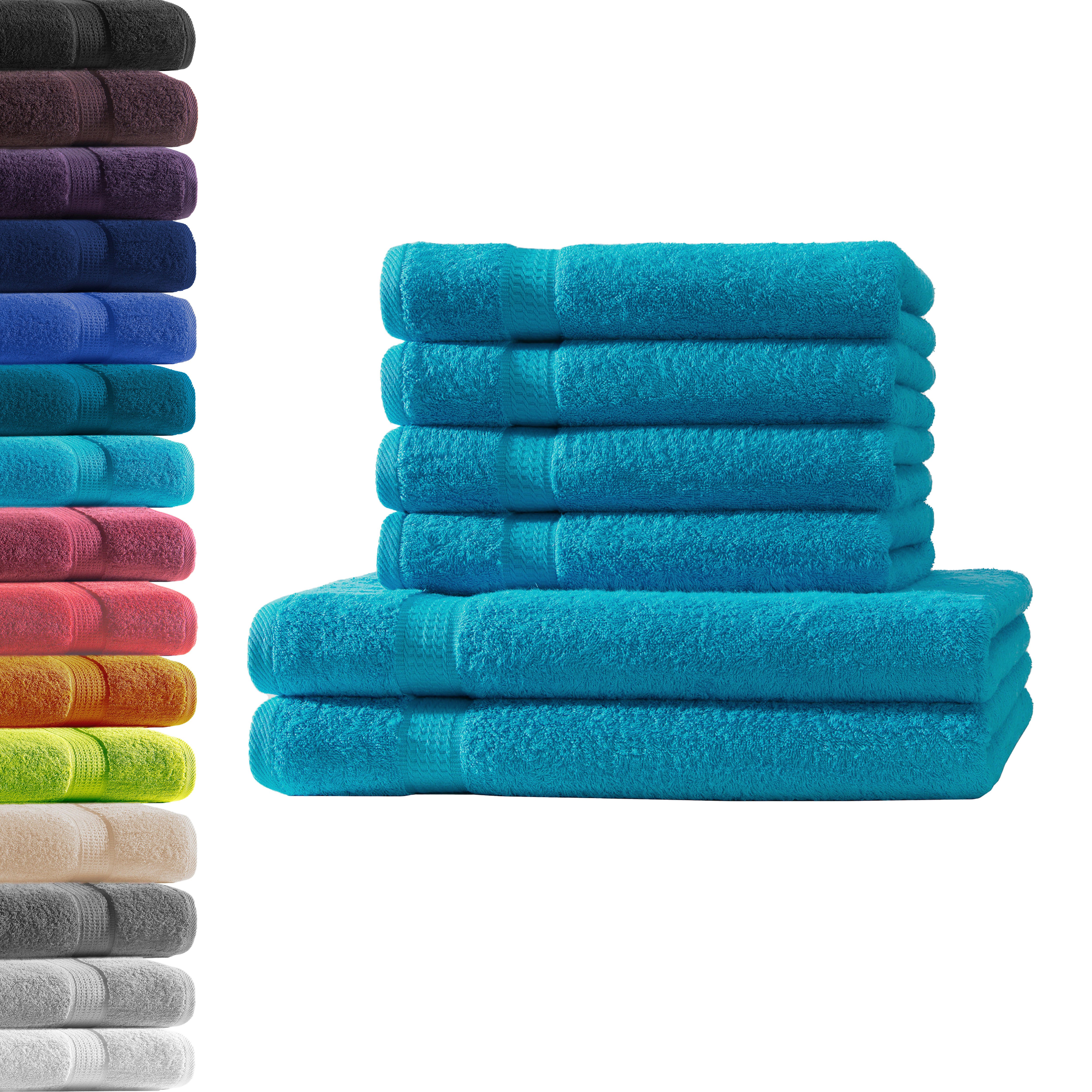 Hometex Premium Textiles Handtuch in Premium Qualität 500 g/m², Feinster Frottier-Stoff 100% Baumwolle, 2x Duschtuch + 4x Handtuch, weich, saugfähig, extra schwer & flauschig