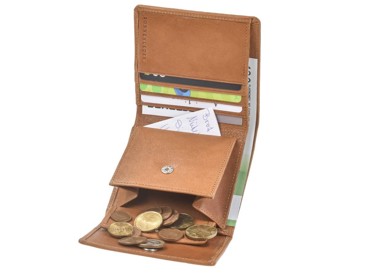 Sonnenleder Geldbörse Prien, Portemonnaie, 3 Geldbeutel, cm, 10,5x10 Leder naturbraun Kartenfächer
