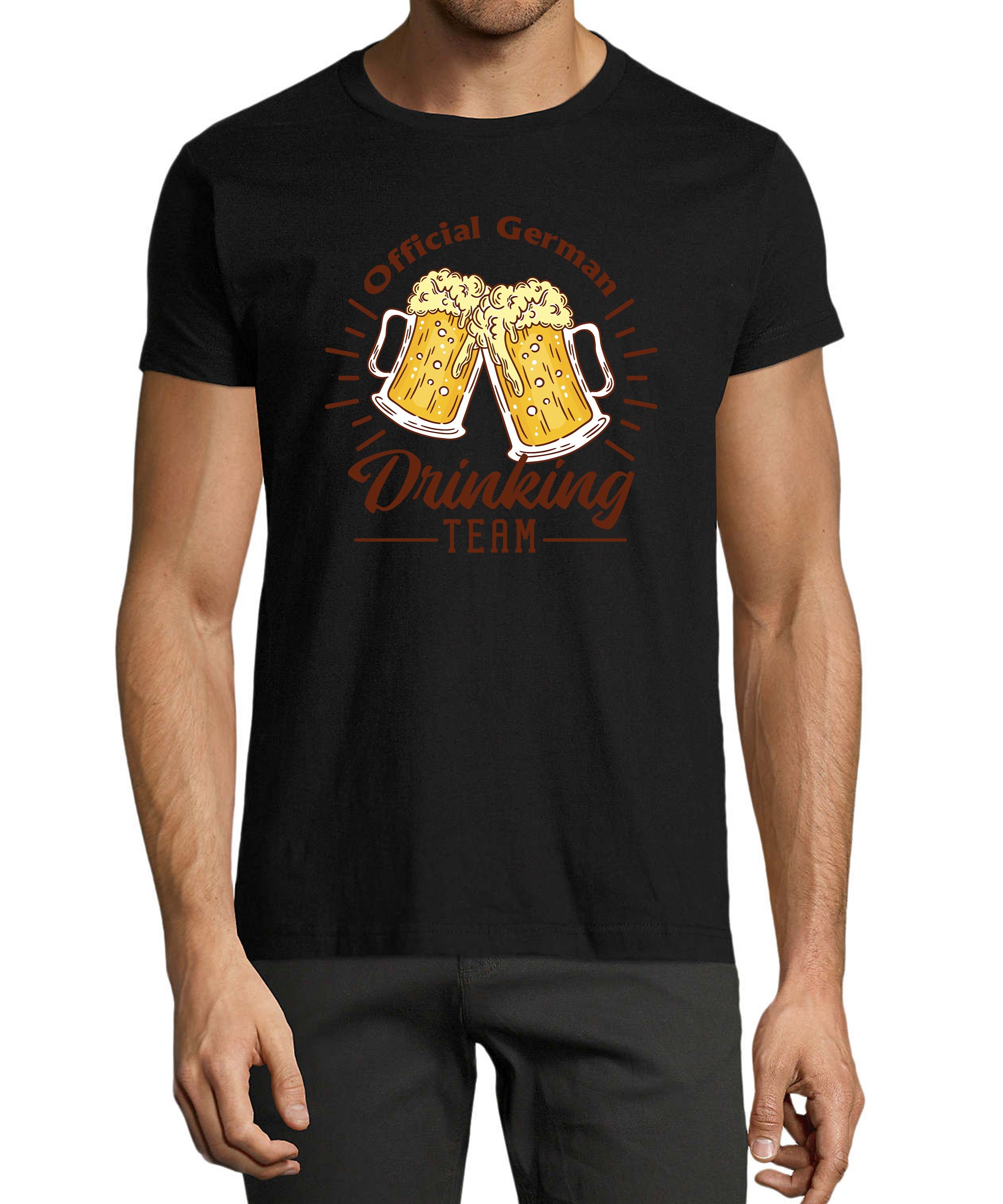 Baumwollshirt i304 Oktoberfest T-Shirt Drinking Regular Team Aufdruck mit Shirt Print schwarz Fit, - Herren Fun MyDesign24 official