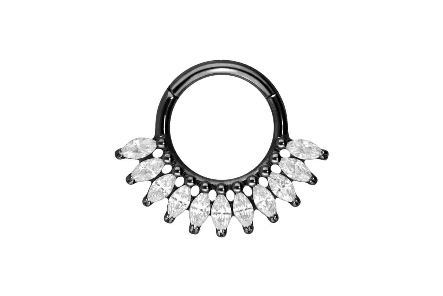 Piercing-Set Titan Segmentring Clicker KRISTALLFÄCHER