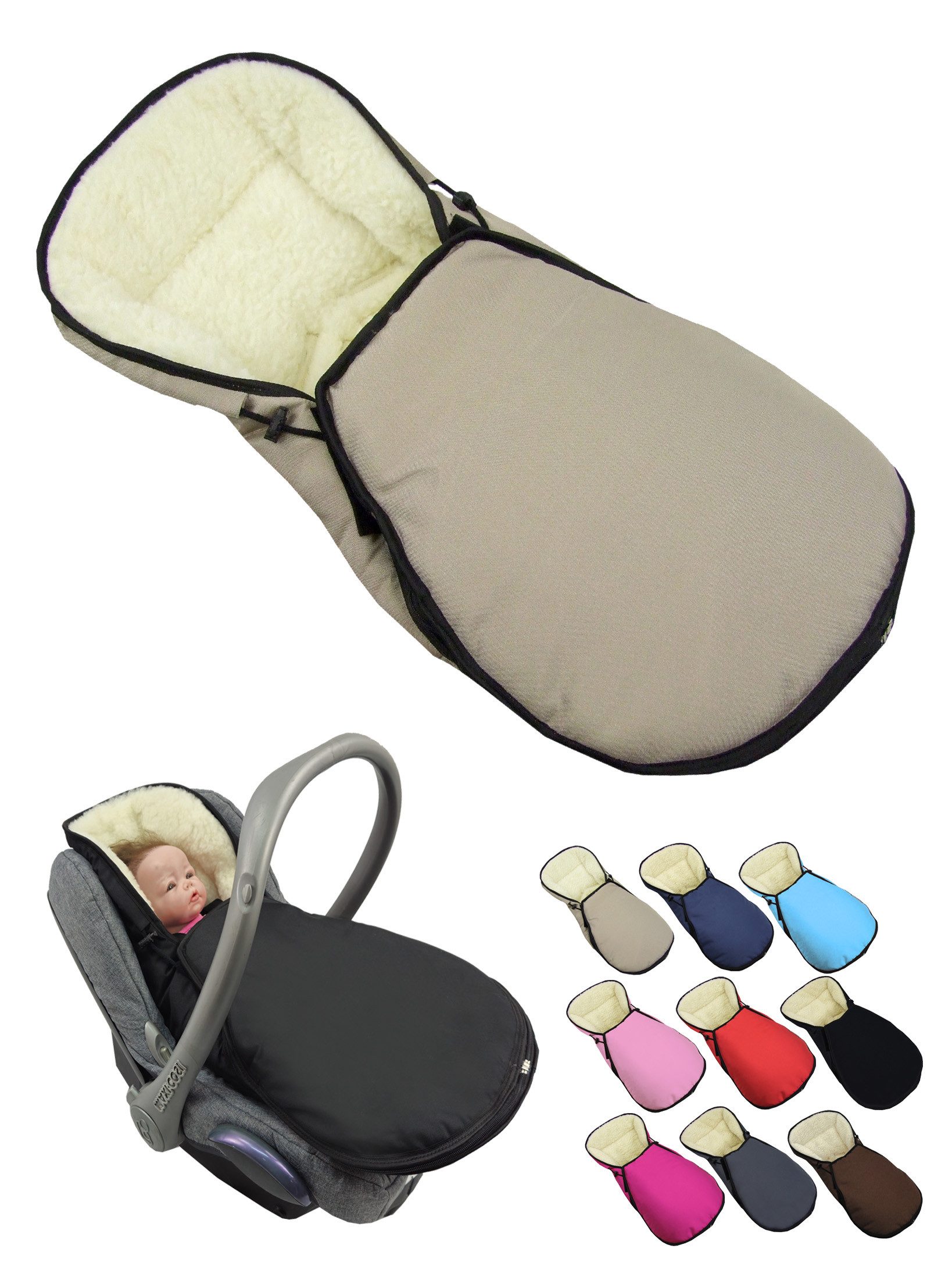 Fußsack Winterfußsack für Babyschale kompatibel mit Maxi-Cosi mit Wolle
