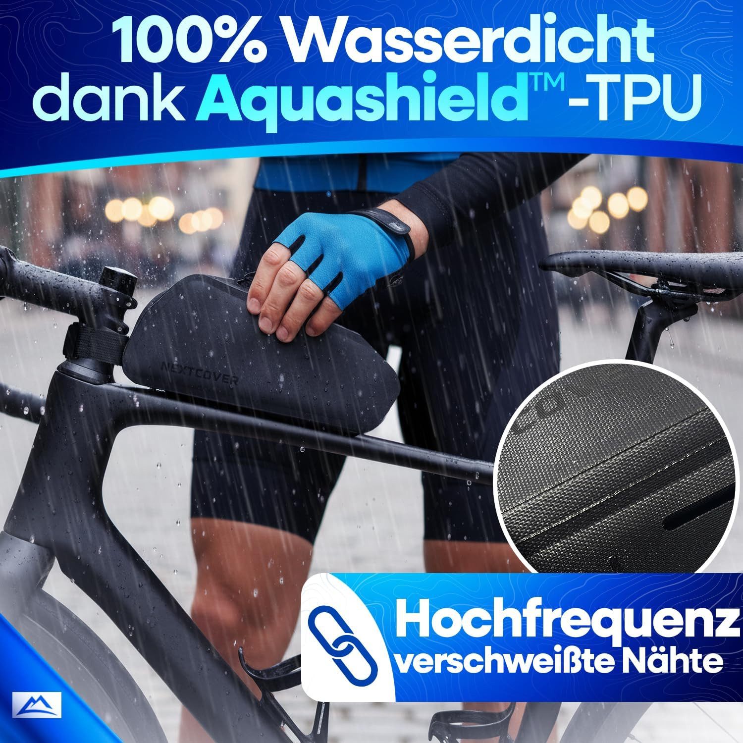 Nextcover Fahrradtasche Nextcover® Bikepacking Oberrohrtasche Klett & Schraubbar
