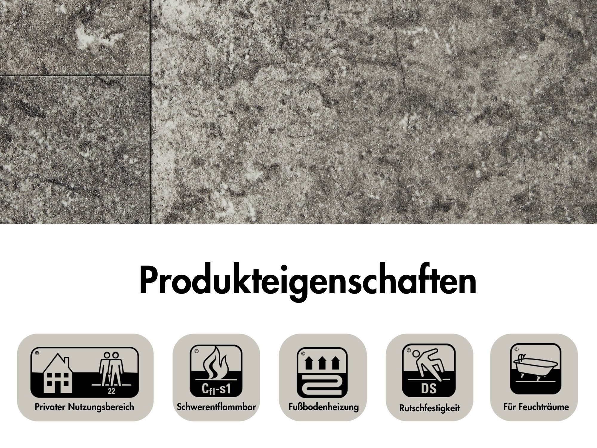 misento Vinylboden Mirage in Fliesen- und Steinoptik, für Feuchtraum- und Privatbereiche, PVC Bodenbelag Meterware 200/400 cm breit, Stärke 2,8 mm