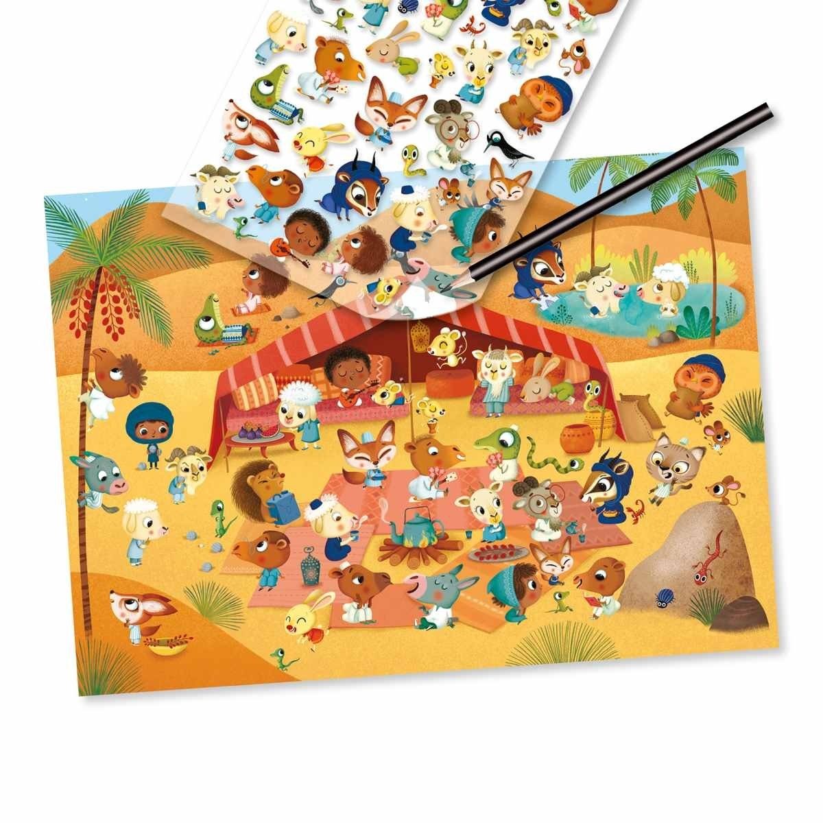 DJECO Kreativset Rubbelbilder Landschaft 3 Bögen mit Rubbelbildern