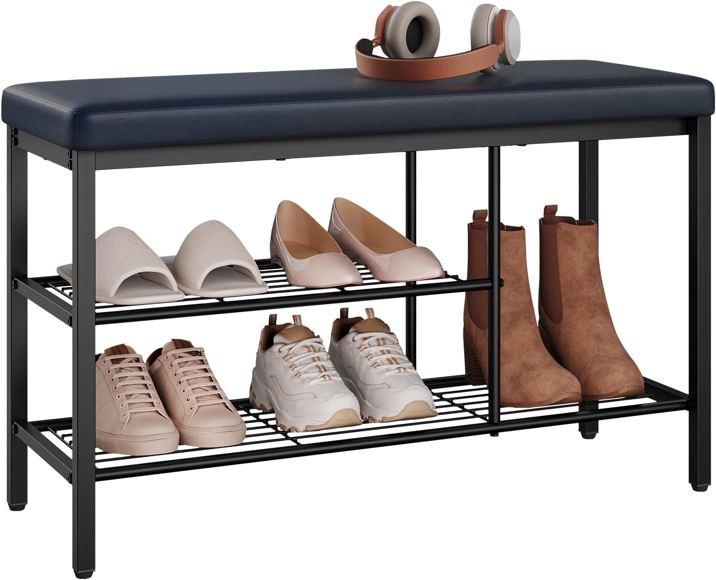 Woltu Schuhbank, Gepolstertes Sitzkissen mit Kunstleder, mit Sitzfläche