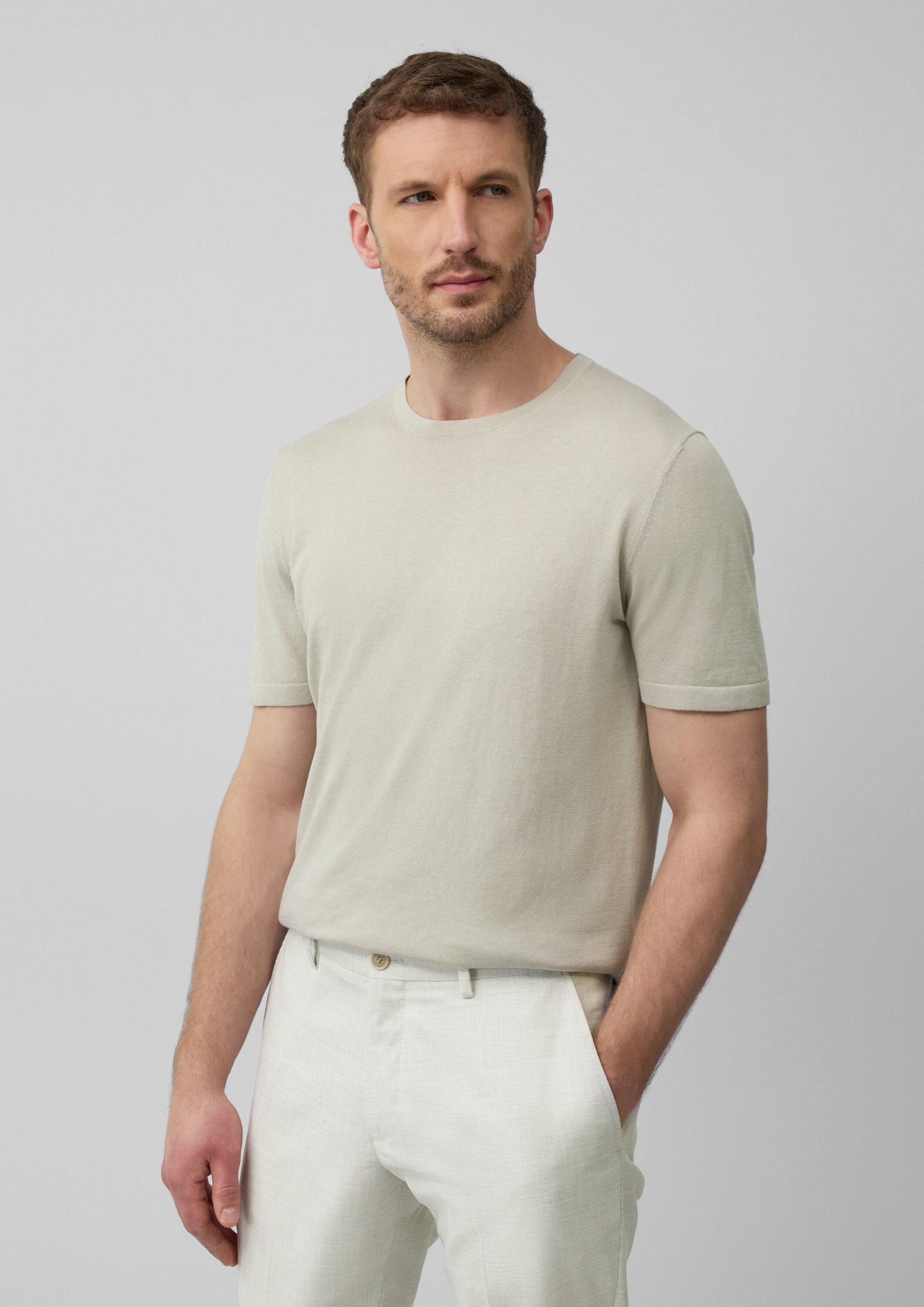 s.Oliver Kurzarmshirt Strickpullover Gestricktes T-Shirt aus Baumwoll-Seidenmix