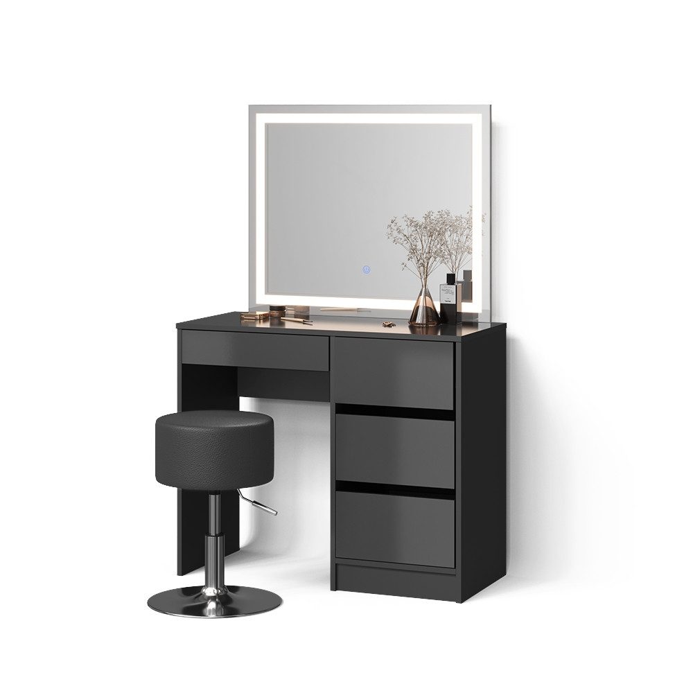Livinity® Schminktisch Imola, Anthrazit/Anthrazit, mit LED Spiegel und Hock günstig online kaufen