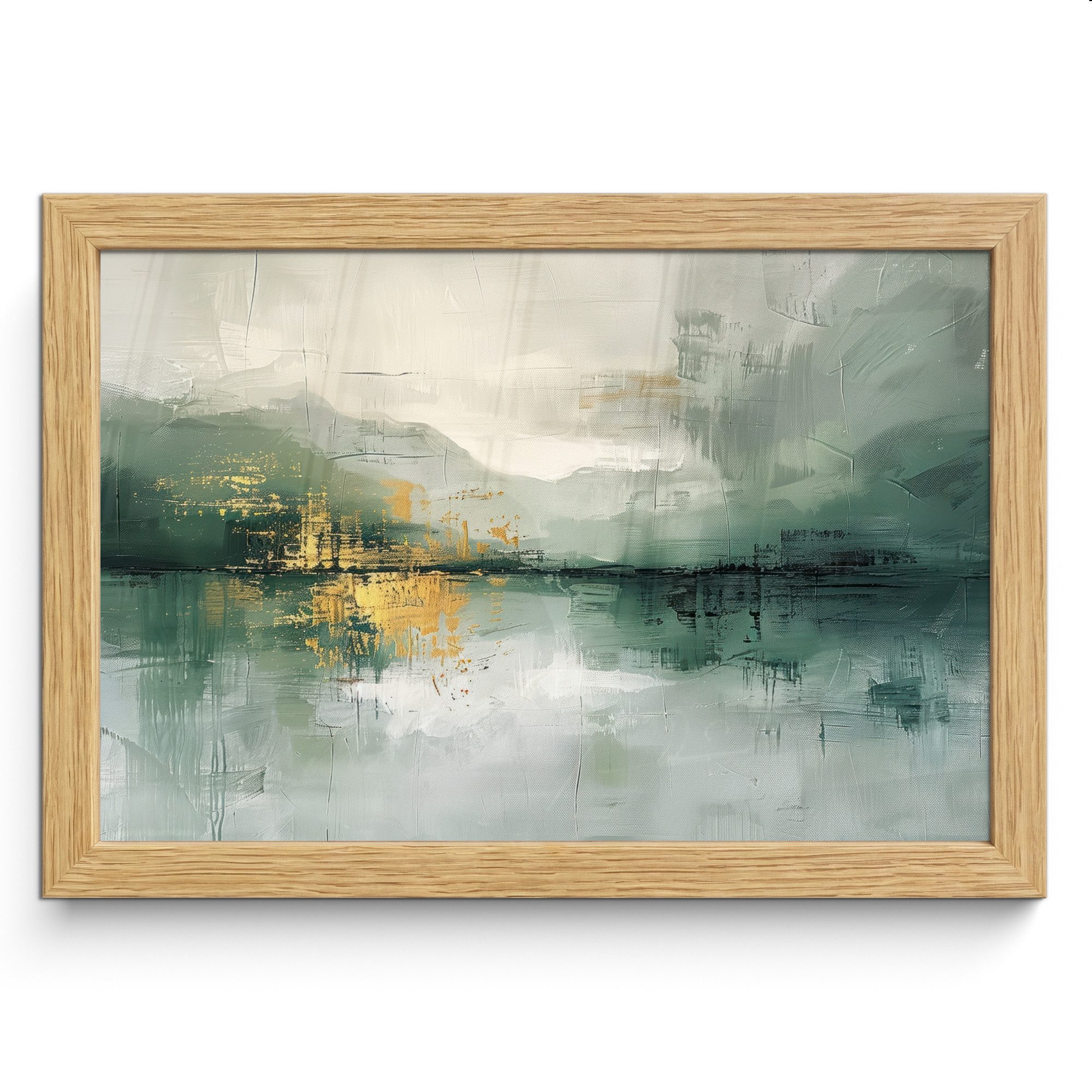 MuchoWow Poster Grün - Modern - Abstrakt - Gold, (1 St), Wandbilder, Deko Wohnzimmer Schlafzimmer, 30x20 cm