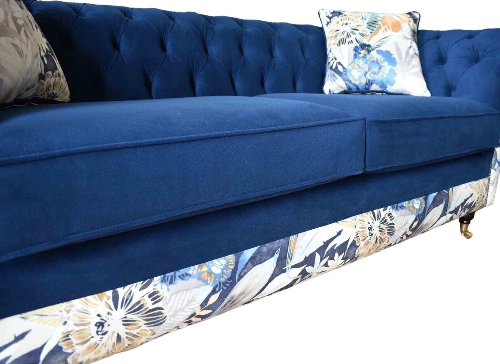 Europe Sitz JVmoebel Polster in Blauer Lounge Sofa Samt Royal Sofas, Chesterfield Made Couch