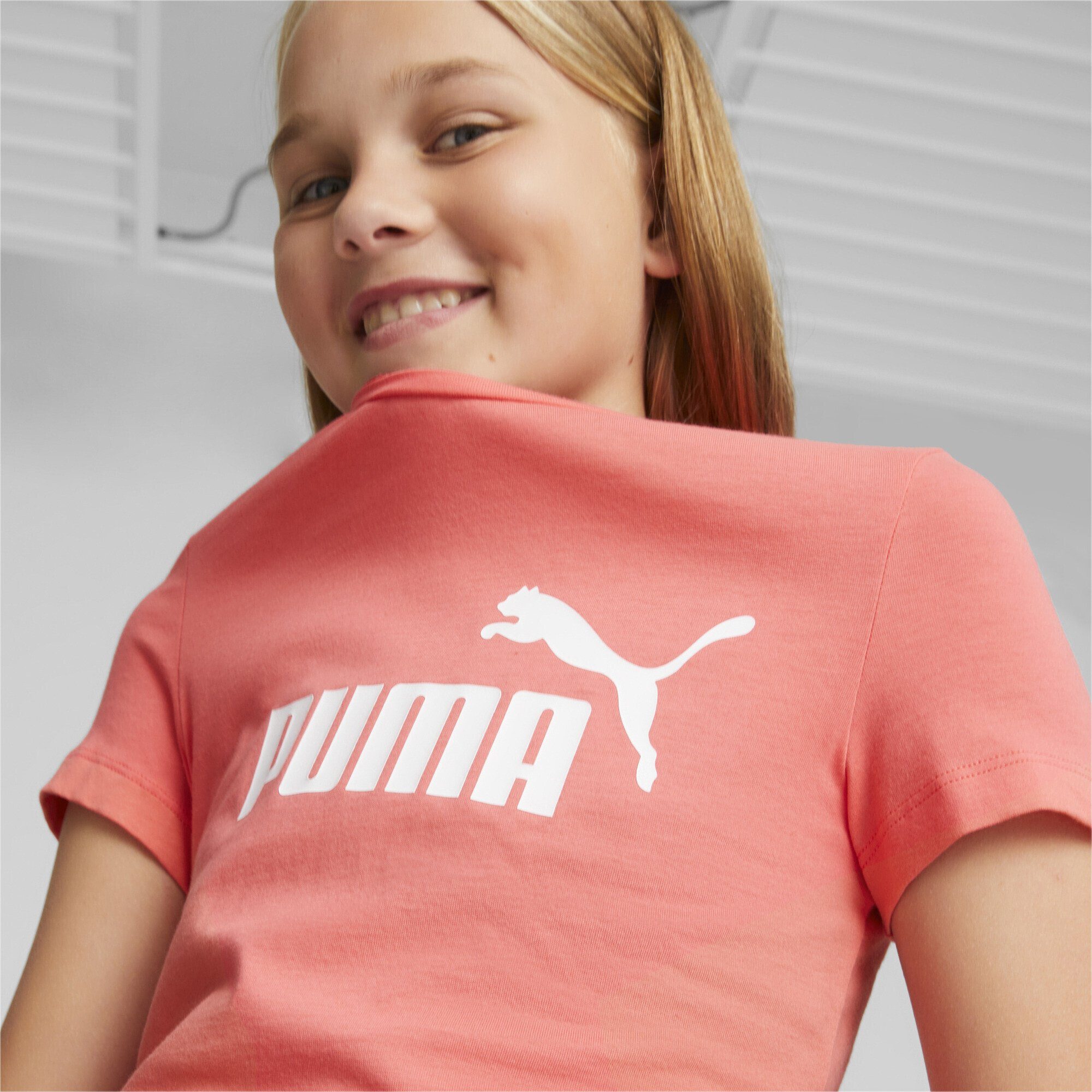 PUMA T-Shirt Essentials Mädchen Logo Pink mit T-Shirt Electric Blush