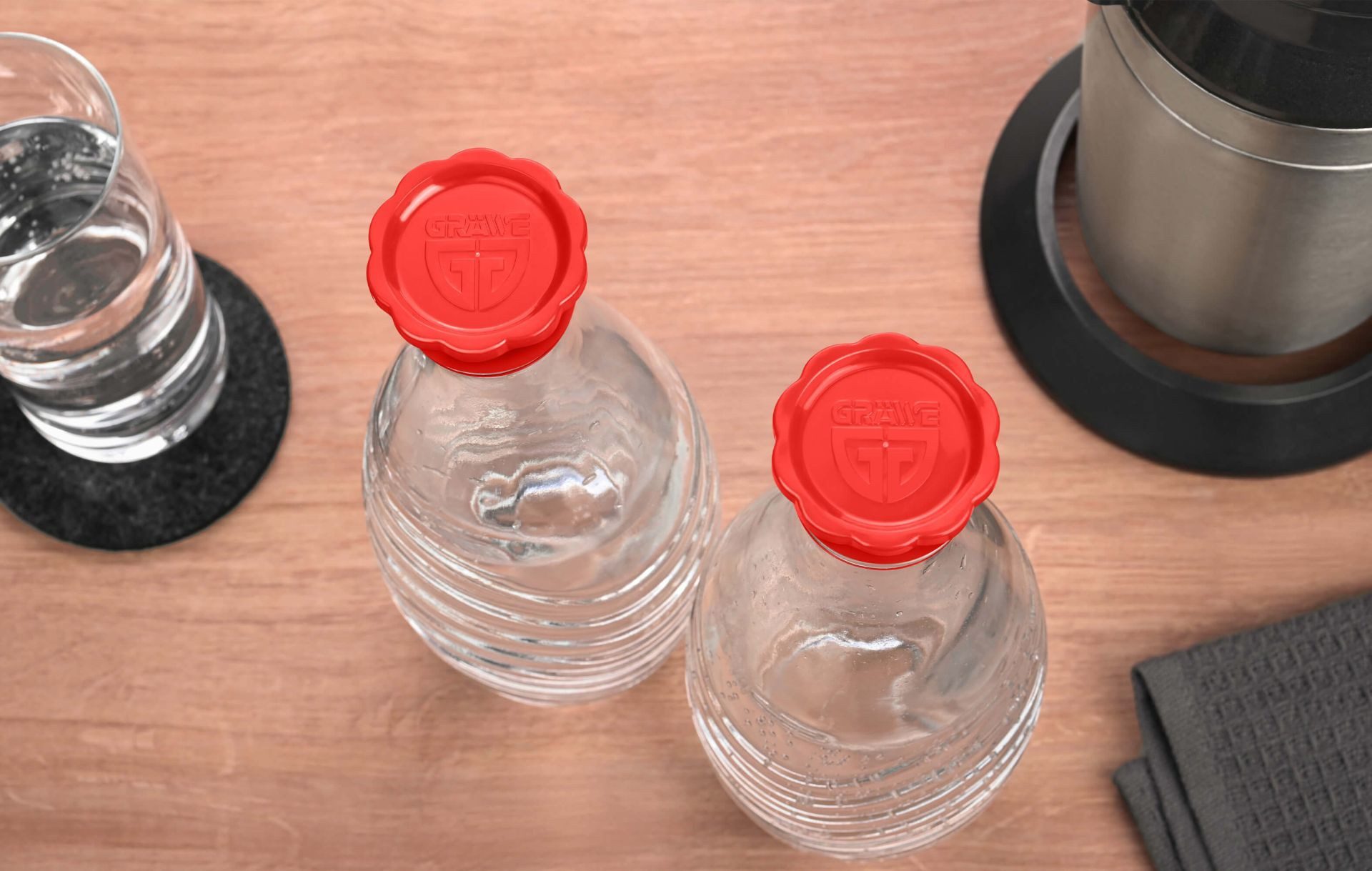 GRÄWE Wassersprudler Flasche 4er Deckel-Set für Sodastream Glasflaschen, 4er Deckel-Set für Sodastream Glasflaschen – Bild 4 von 4