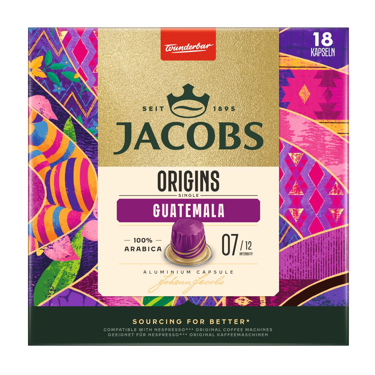 JACOBS Kaffee, Jacobs Origins Kaffee Kapseln Guatemala 18 Stück Packung 93g