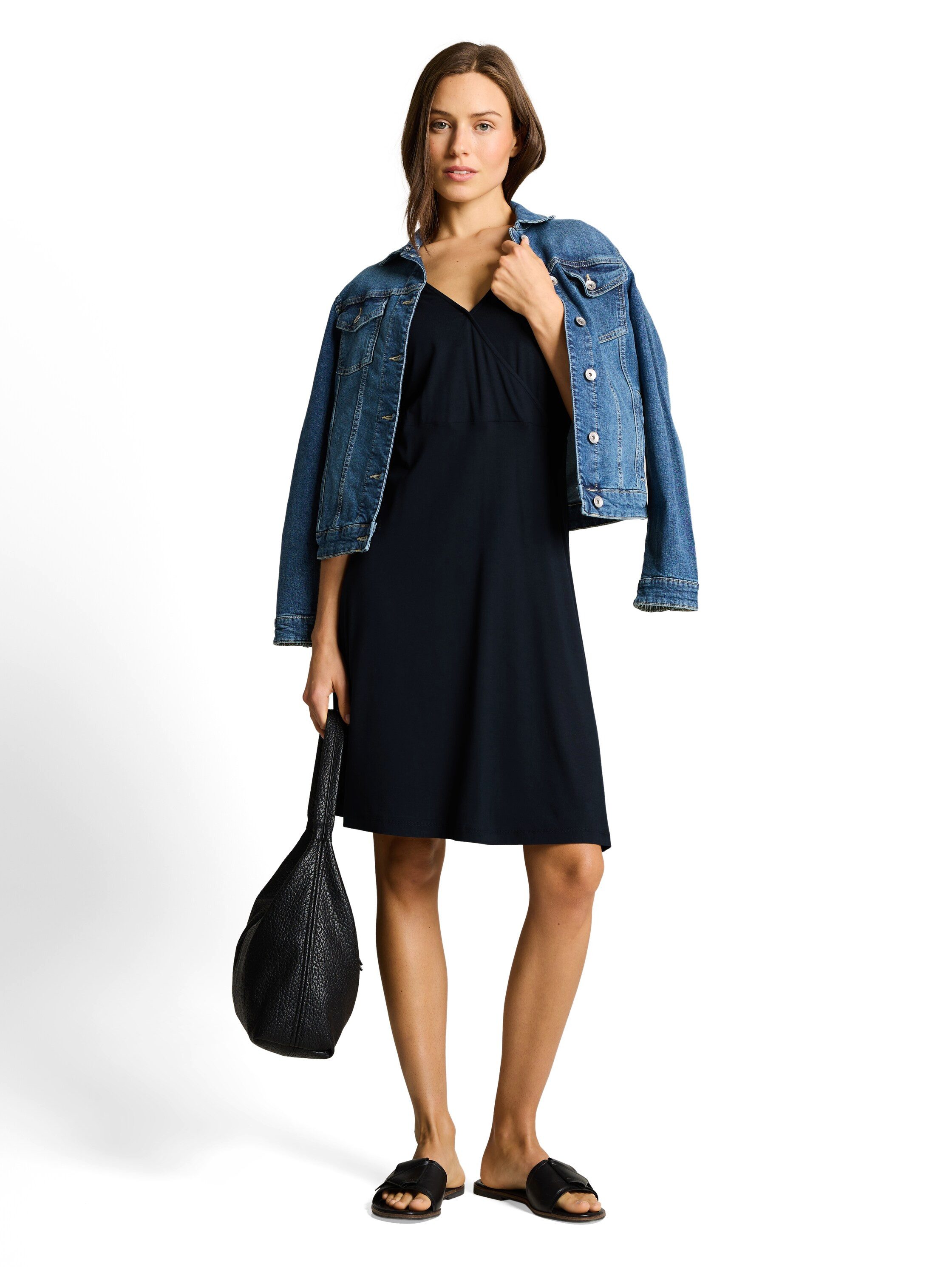 TOM TAILOR Sommerkleid Sommerkleid mit V-Ausschnitt und Viskose