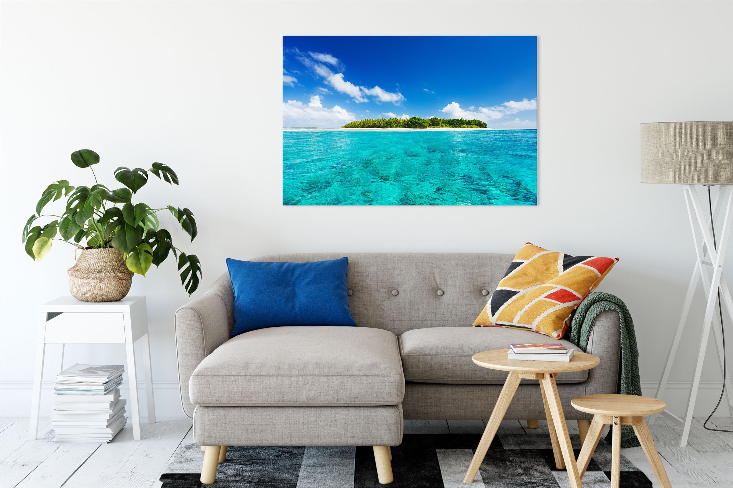 Pixxprint Leinwandbild Traumhafte (1 bespannt, Leinwandbild fertig Traumhafte Insel, Insel inkl. Zackenaufhänger St)