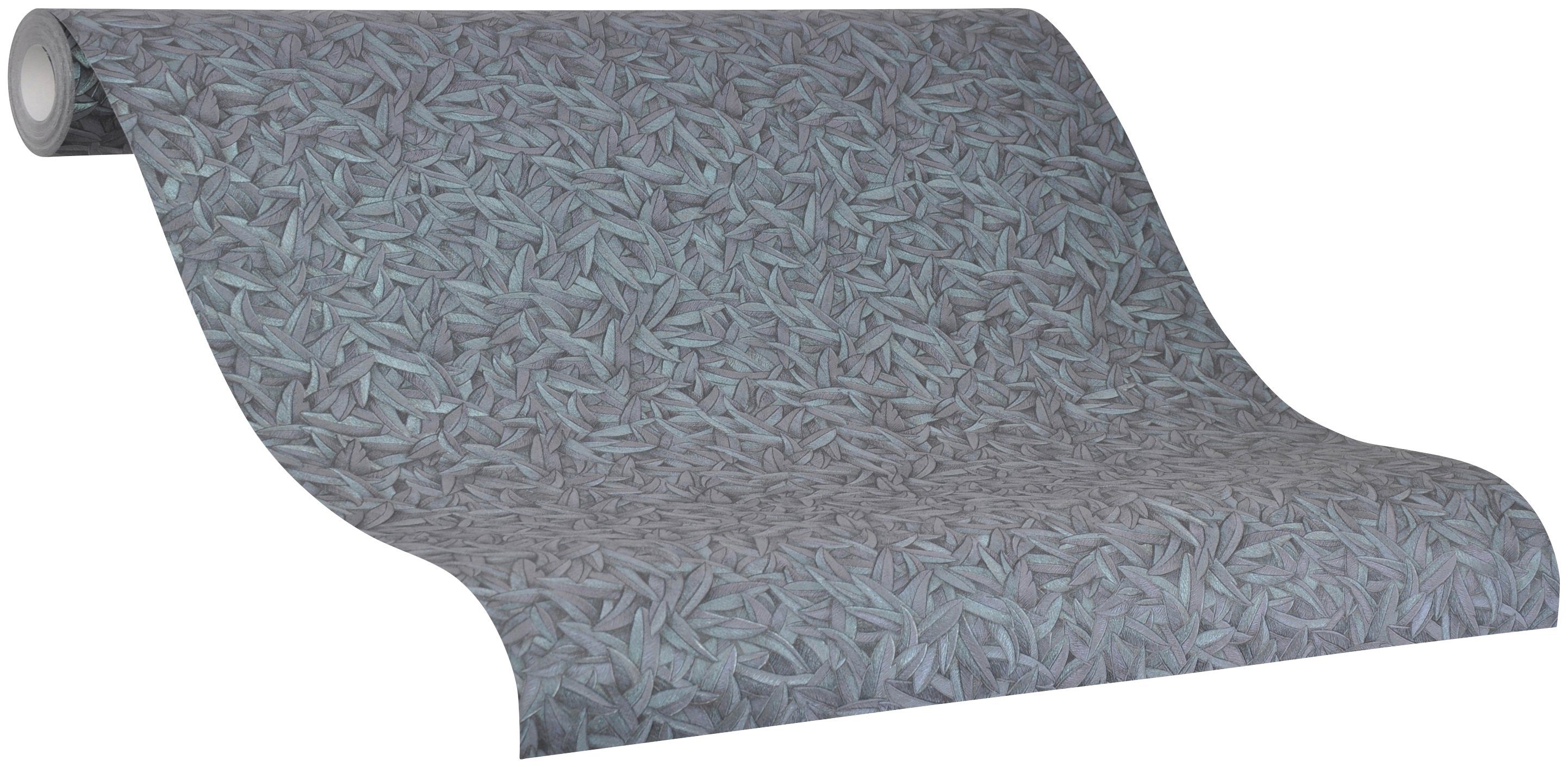 Glööckler Vliestapete, 3D-Optik, glänzend, schimmernd, (1 St), Blattmotiv, moderne Tapete für Schlafzimmer Wohnzimmer Küche