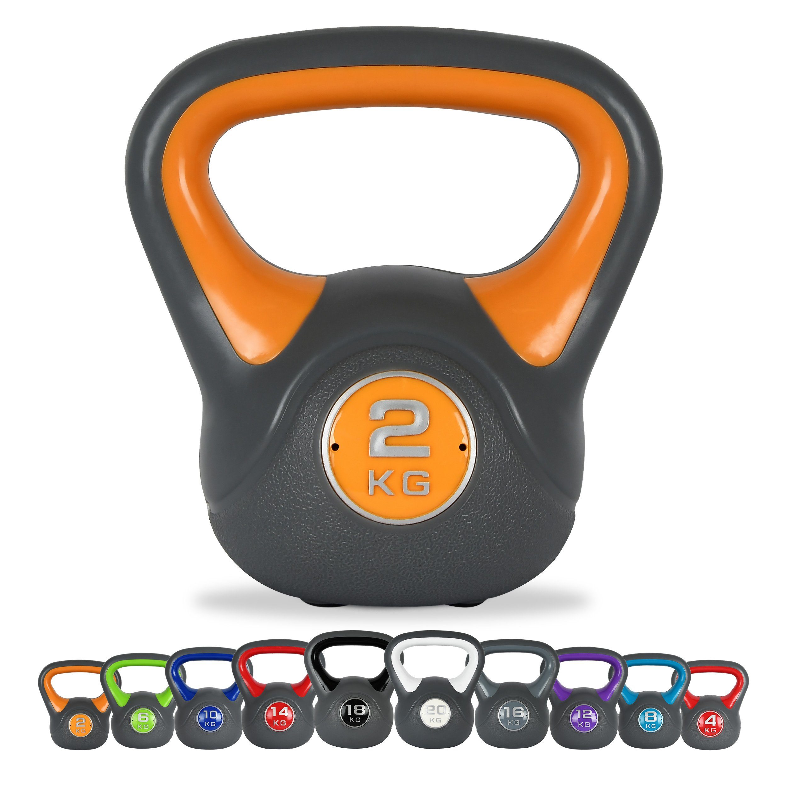 MSports® Kettlebell Kettlebell Kunststoff 2 Kg - Gelb