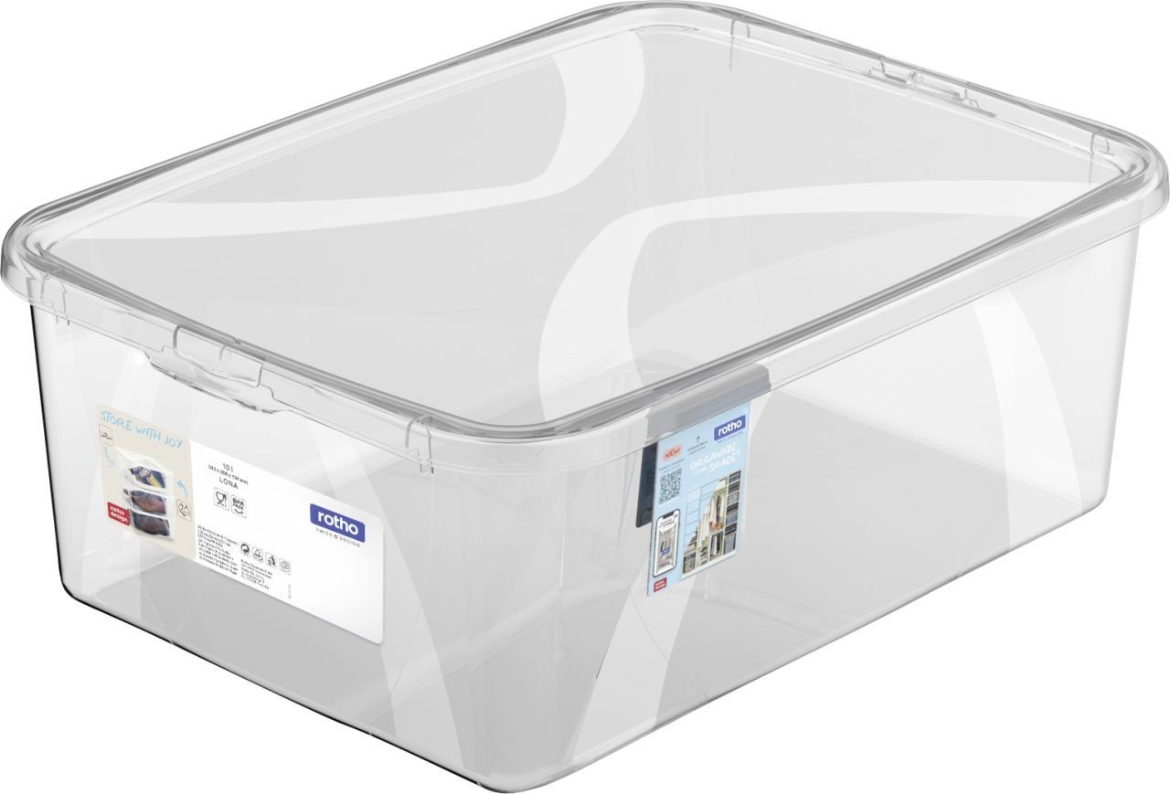 Rotho Arco Aufbewahrungsbox 70l mit Deckel und Rollen, Kunststoff (PP)  BPA-frei, transparent Aufbewahrungsbox
